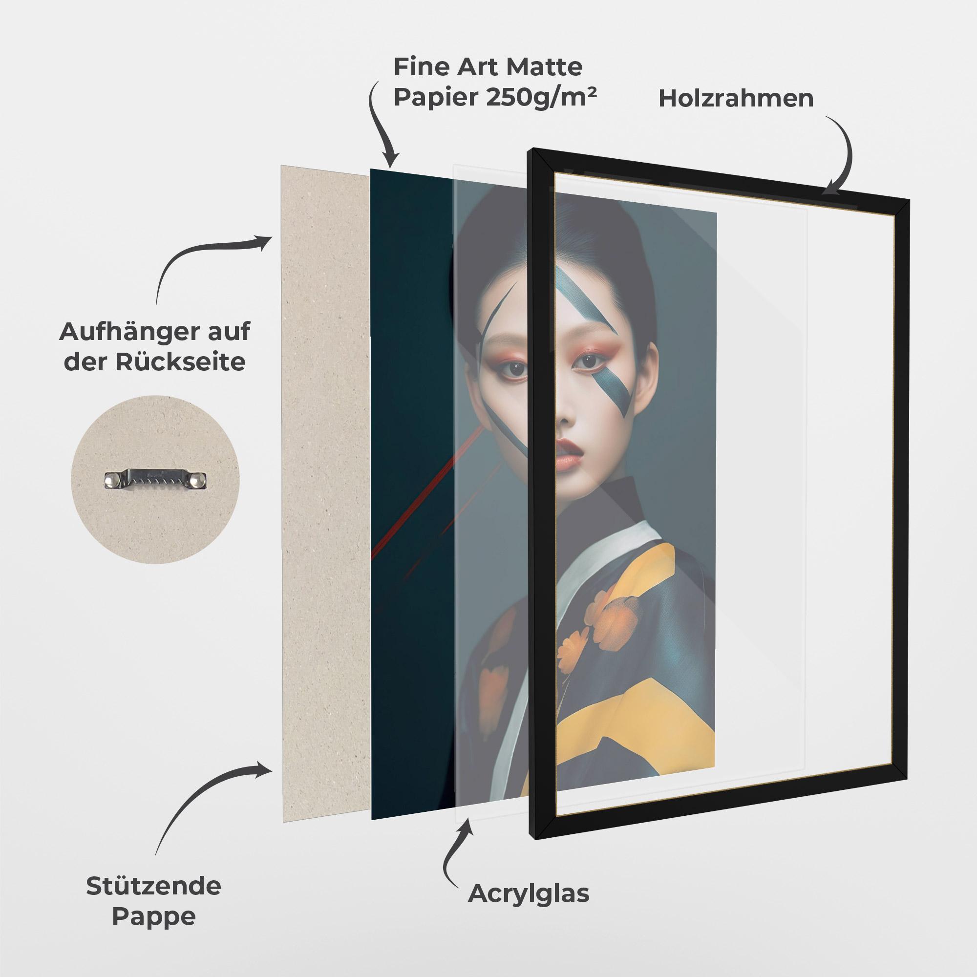 Gerahmte Poster Asian Painted Woman mockup 1