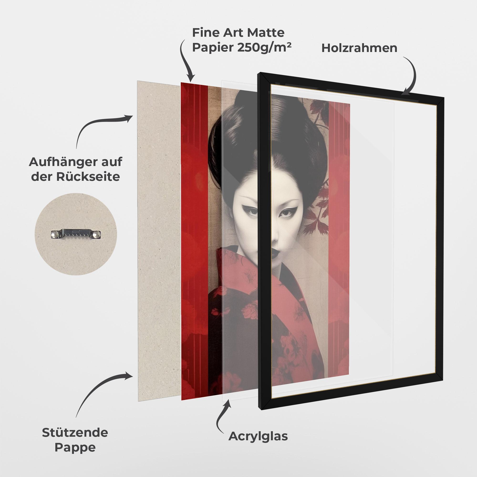 Gerahmte Poster Black Asiatic Makeup mockup 1