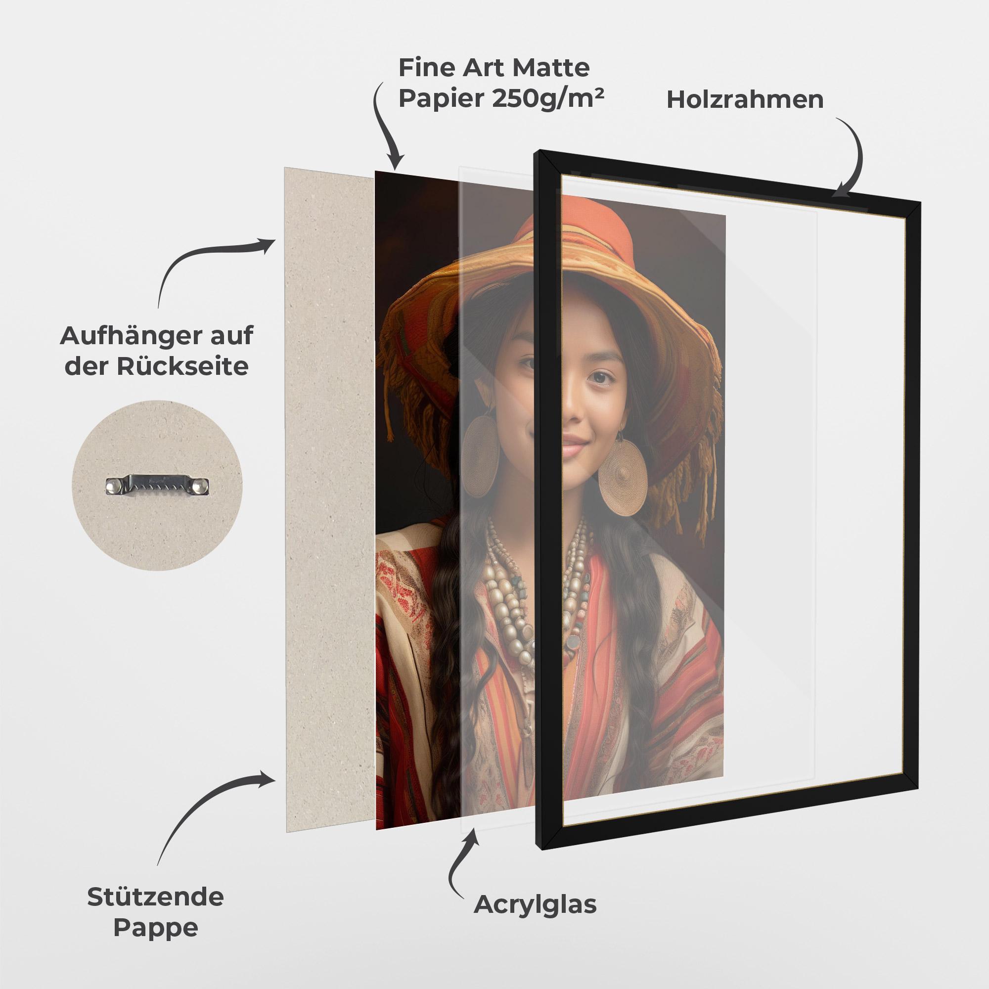 Gerahmte Poster Colorful Earrings And Hat mockup 1