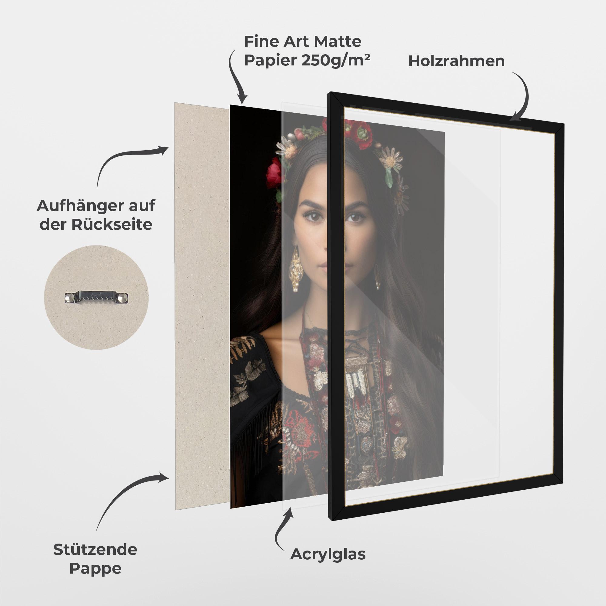 Gerahmte Poster Native American Long Hair mockup 1