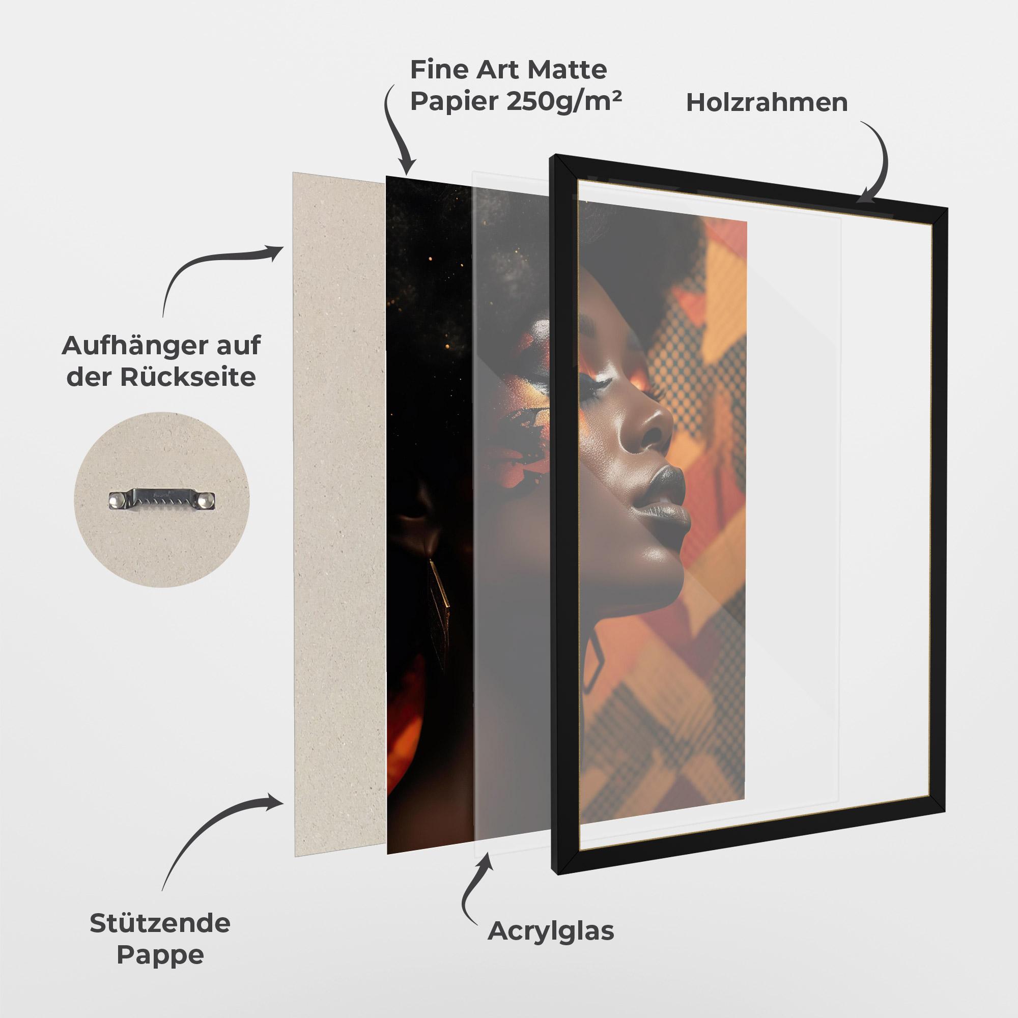 Gerahmte Poster Orange African Makeup mockup 1