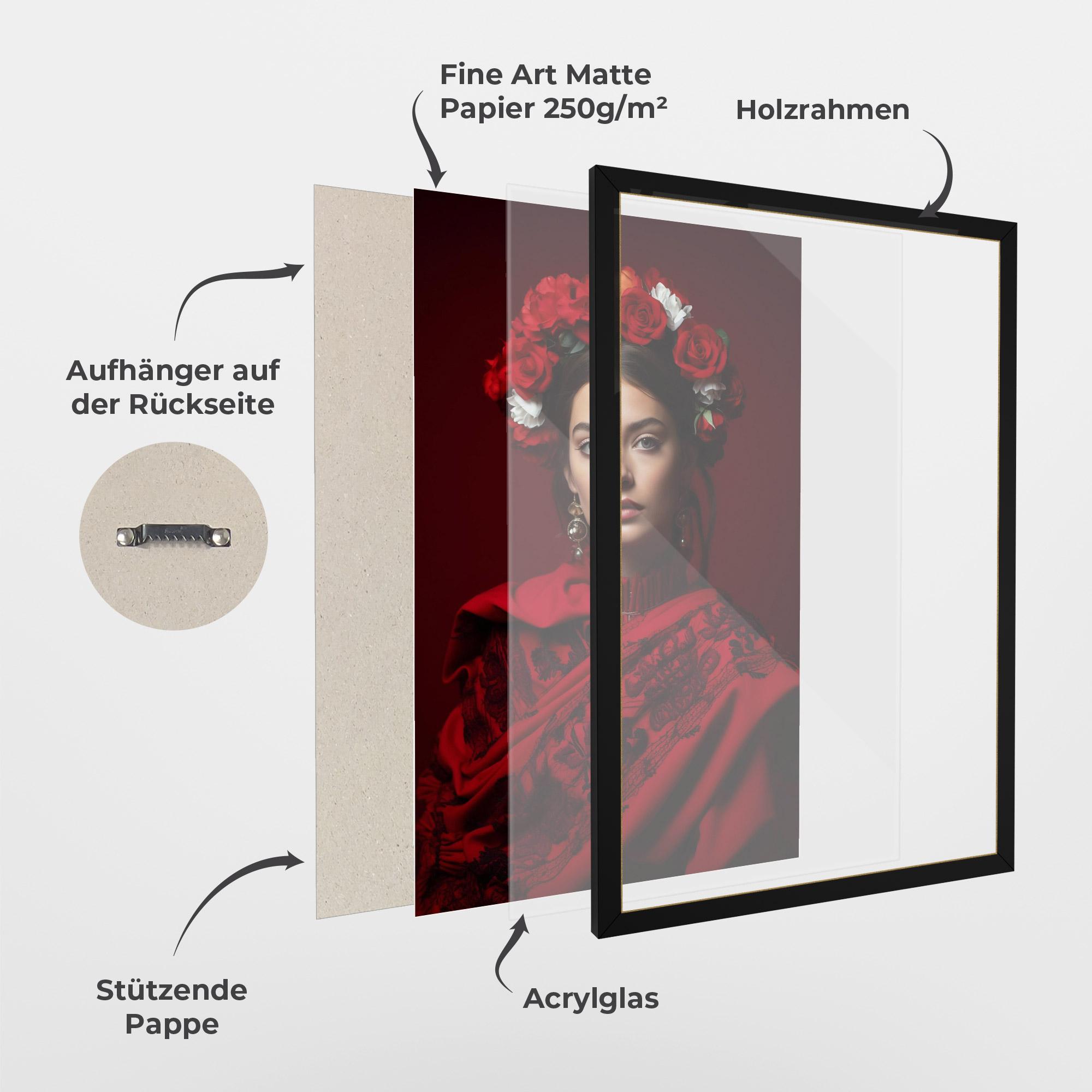 Gerahmte Poster Posing With Roses mockup 1