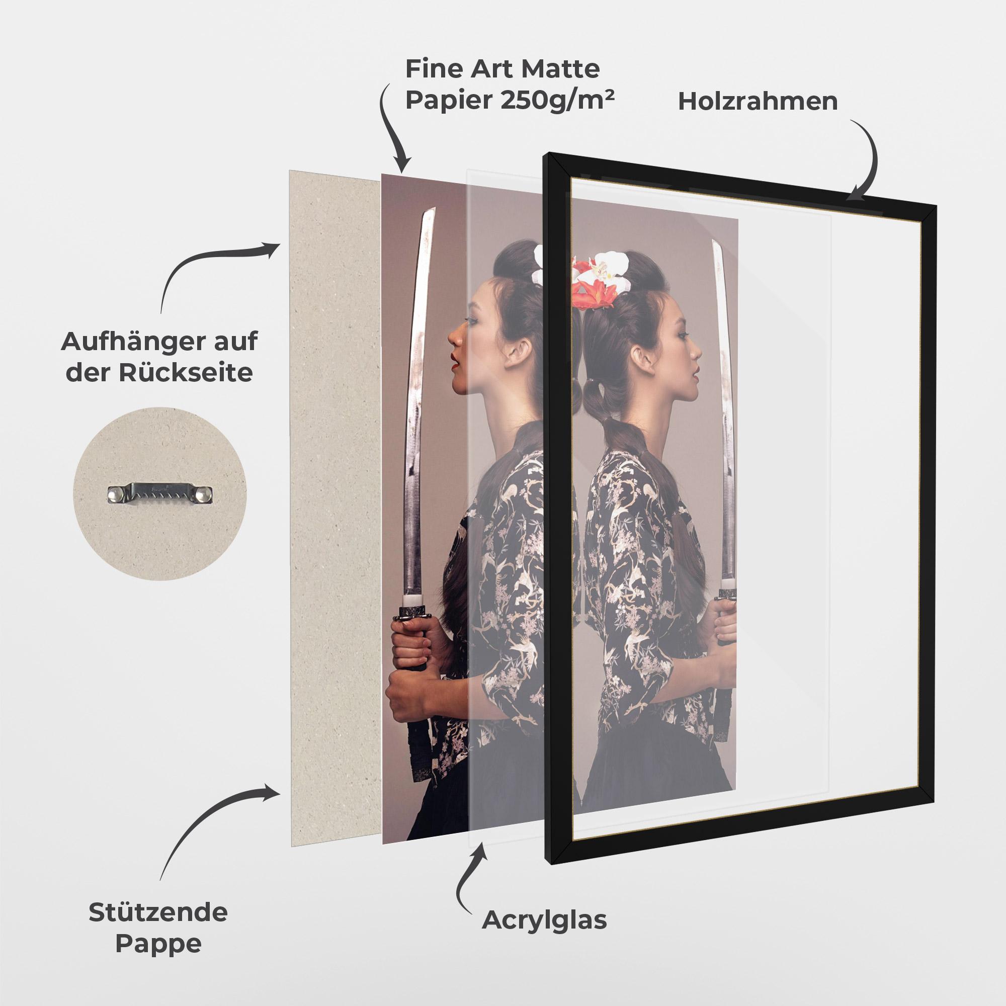 Gerahmte Poster Warrior Mirrored Woman mockup 1