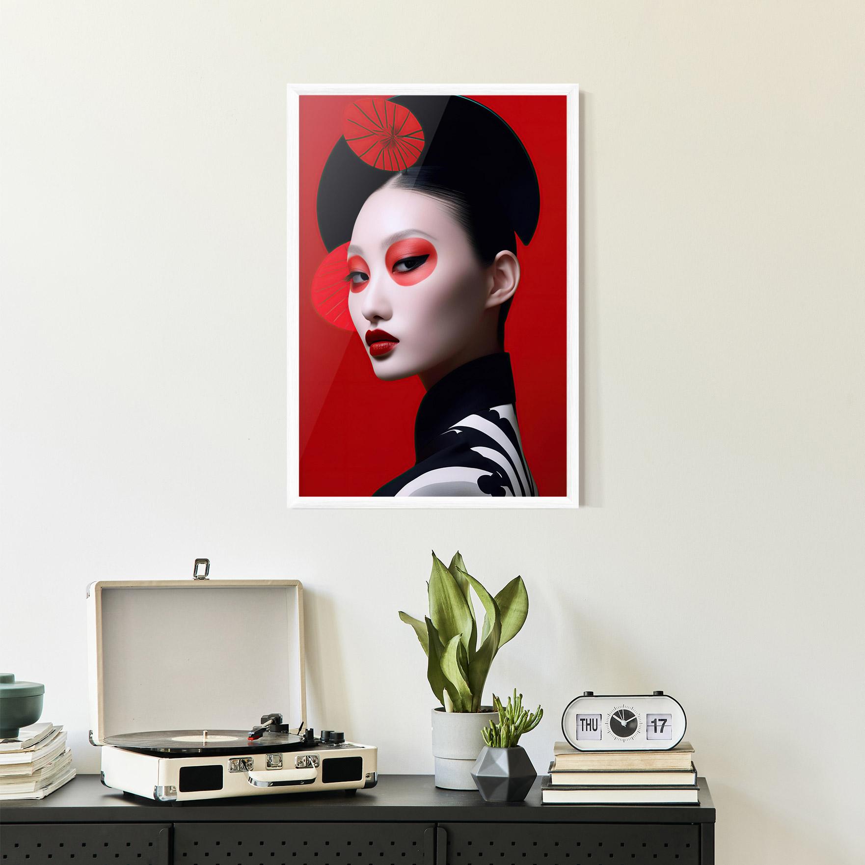 Gerahmte Poster Asiatic Red Makeup mockup 2