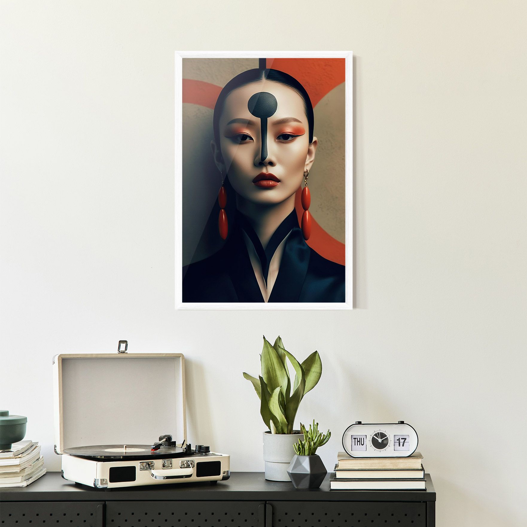 Black Circle Asian Woman mockup 2