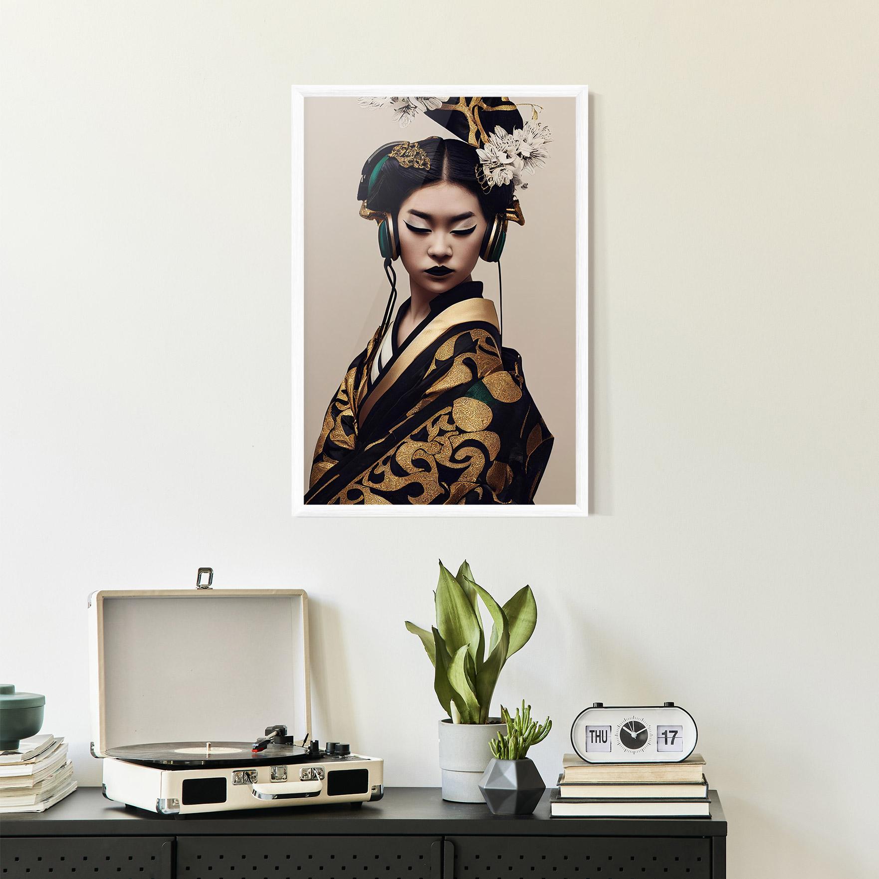 Gerahmte Poster Kimono Headphones mockup 2