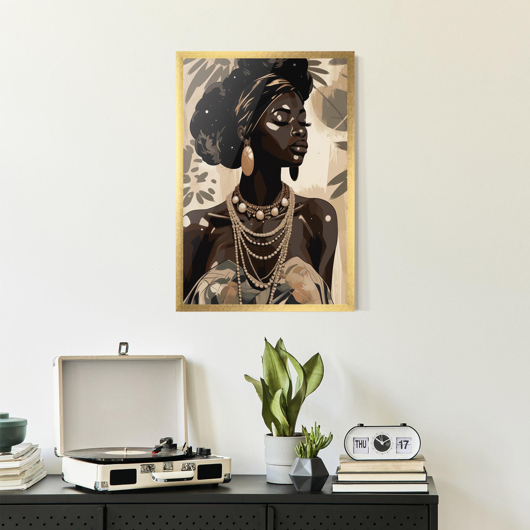 Gerahmte Poster African Woman On Cream mockup 2