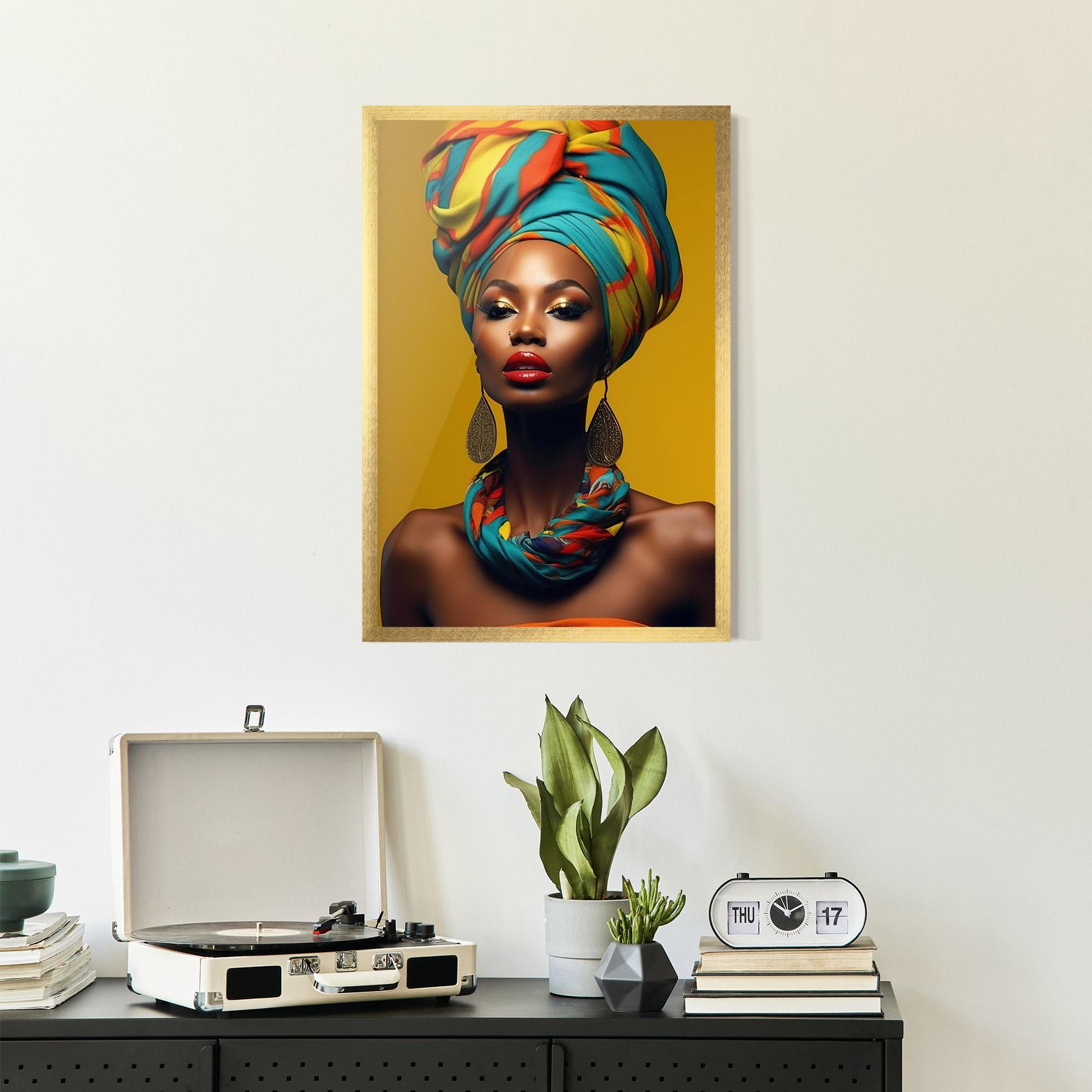 Gerahmte Poster African Yellow Portrait mockup 2