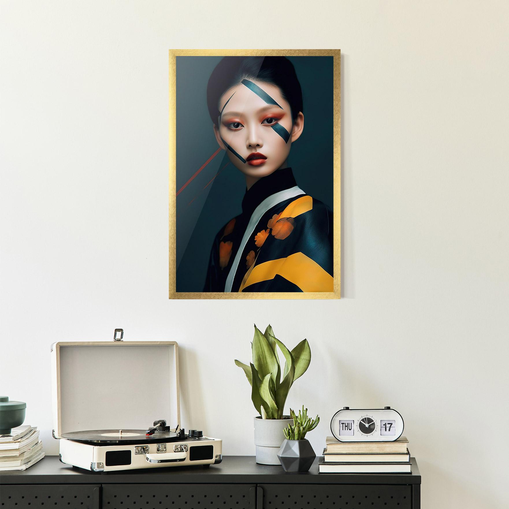 Gerahmte Poster Asian Painted Woman mockup 2