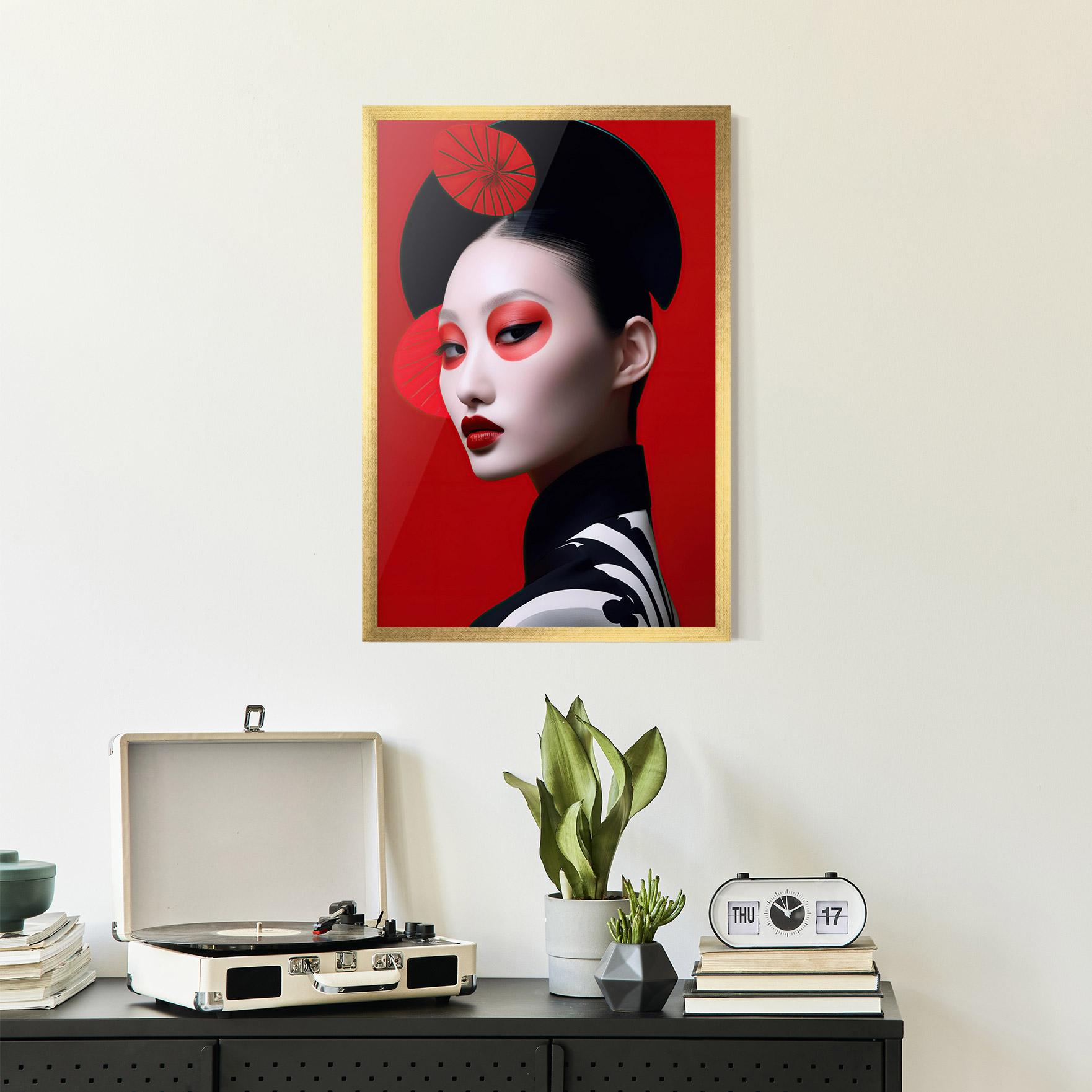 Gerahmte Poster Asiatic Red Makeup mockup 2