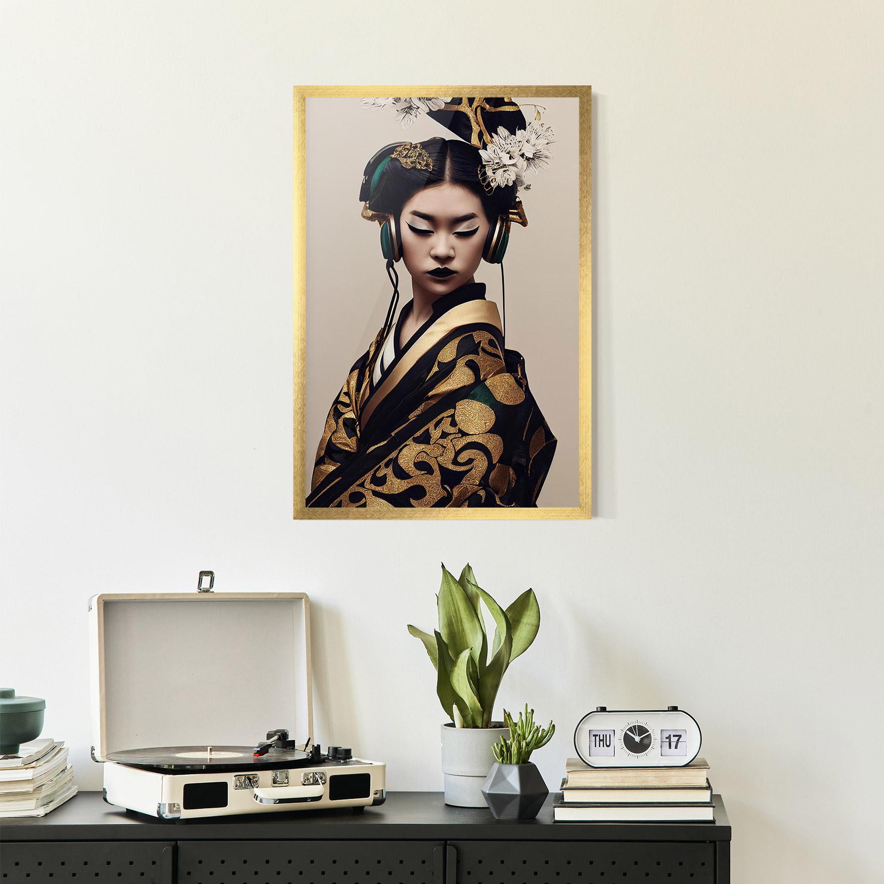 Gerahmte Poster Kimono Headphones mockup 2