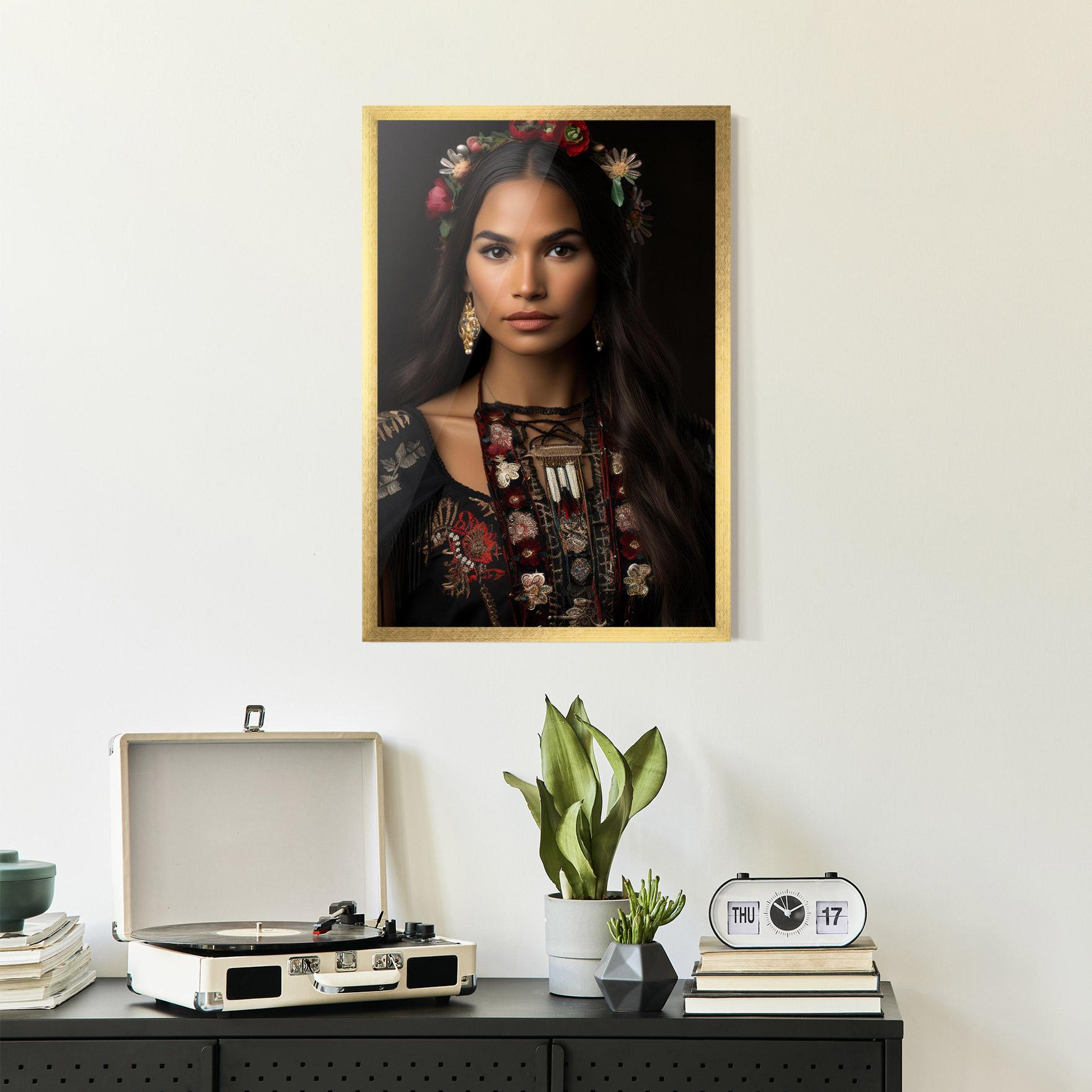 Gerahmte Poster Native American Long Hair mockup 2