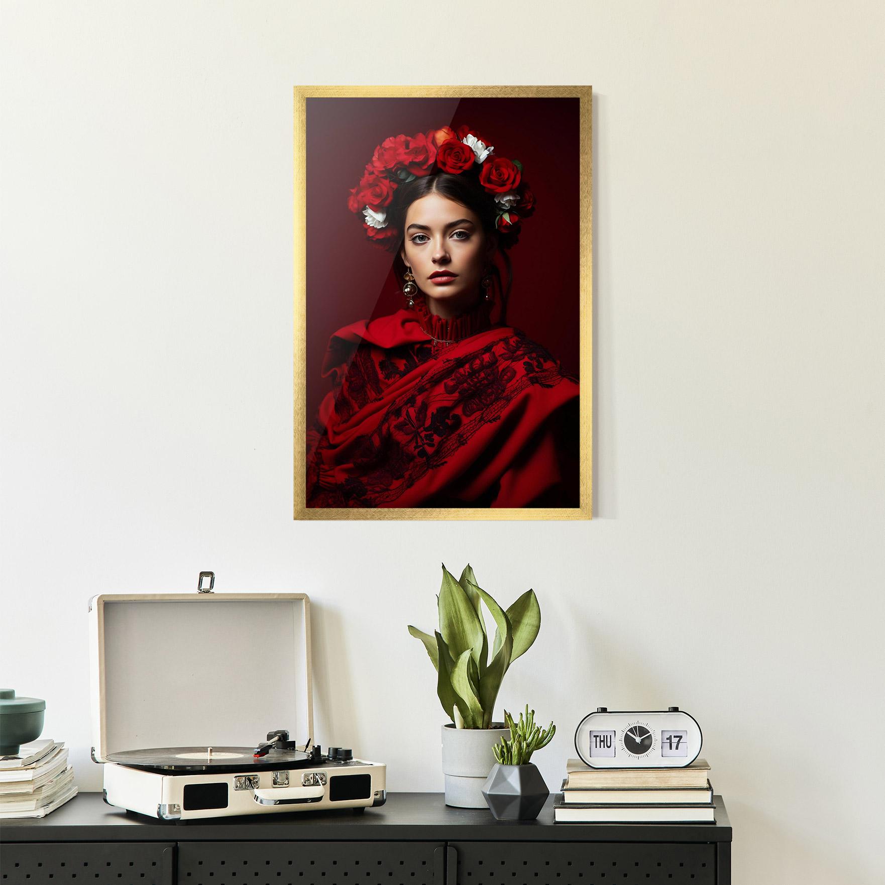 Gerahmte Poster Posing With Roses mockup 2
