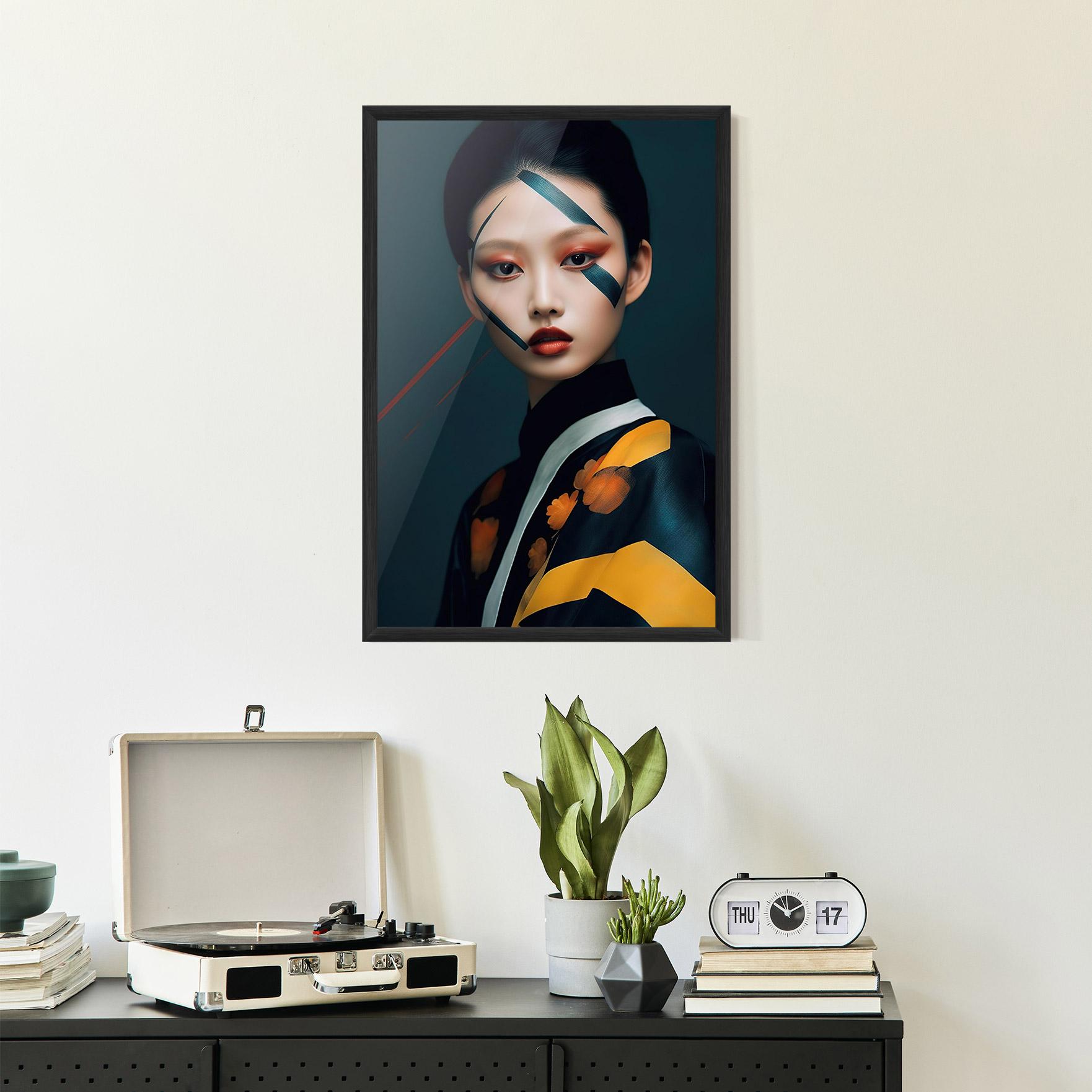 Gerahmte Poster Asian Painted Woman mockup 2