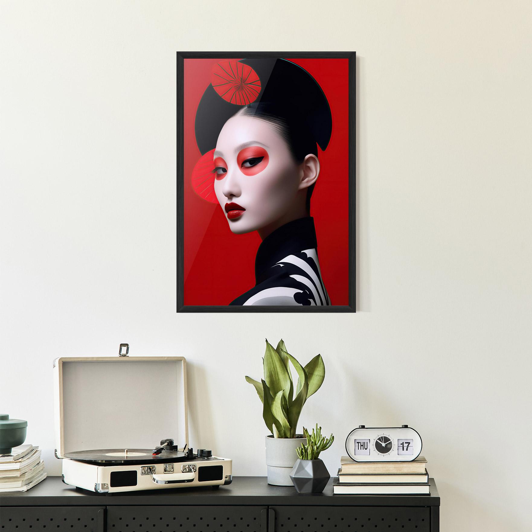 Gerahmte Poster Asiatic Red Makeup mockup 2