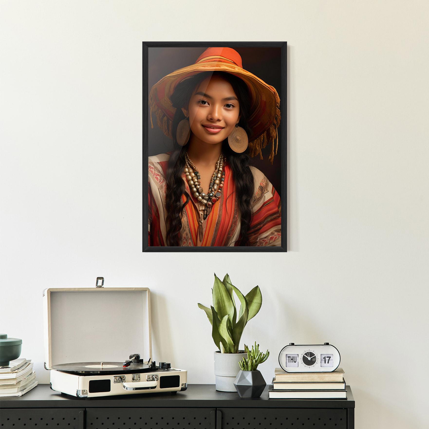 Gerahmte Poster Colorful Earrings And Hat mockup 2