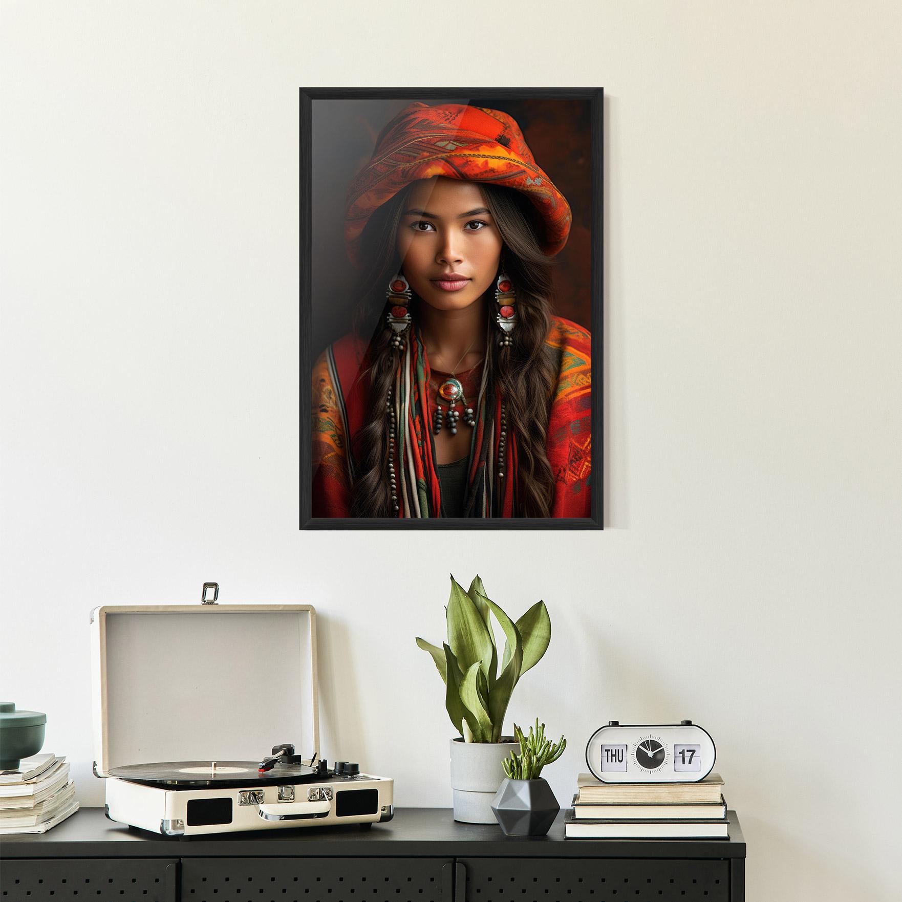 Gerahmte Poster Colorful Hat And Earrings mockup 2