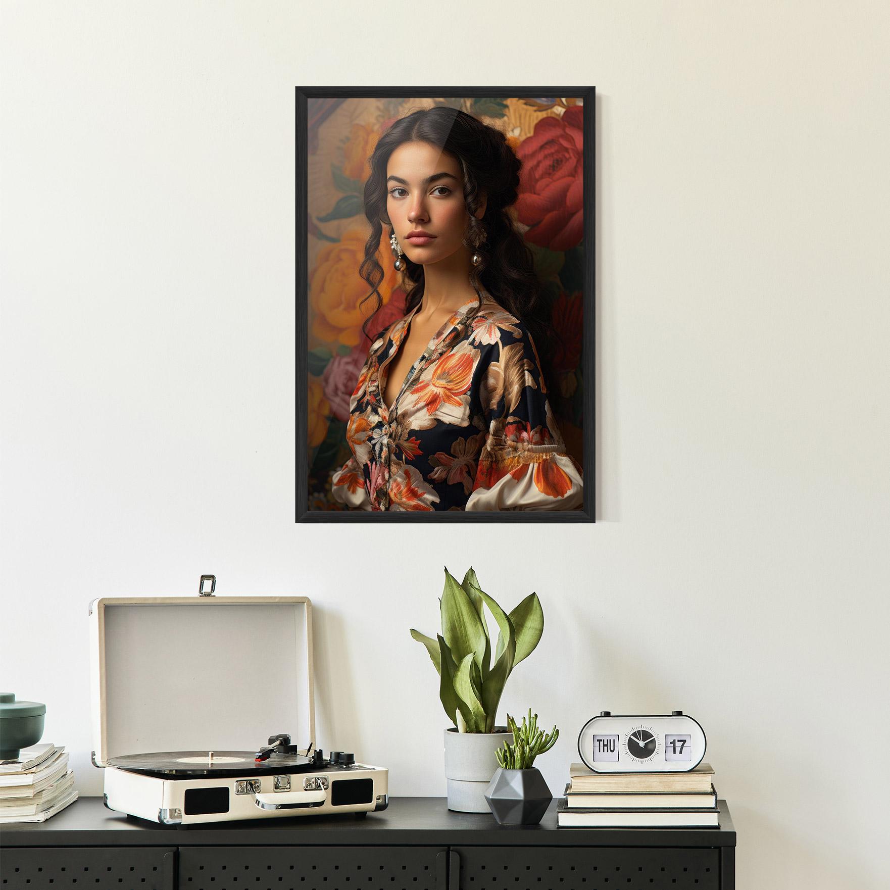 Gerahmte Poster Floral Dress Lady mockup 2