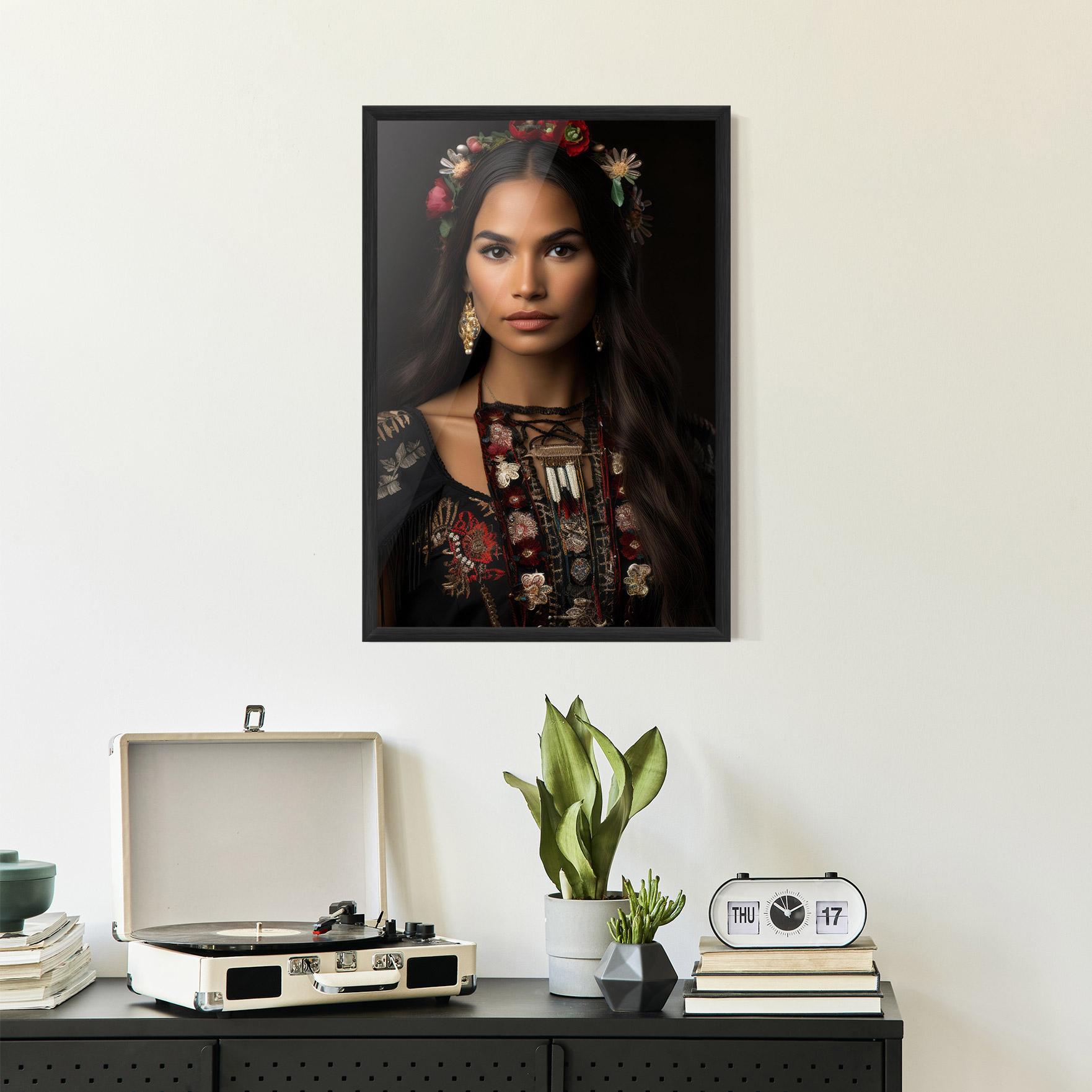 Gerahmte Poster Native American Long Hair mockup 2