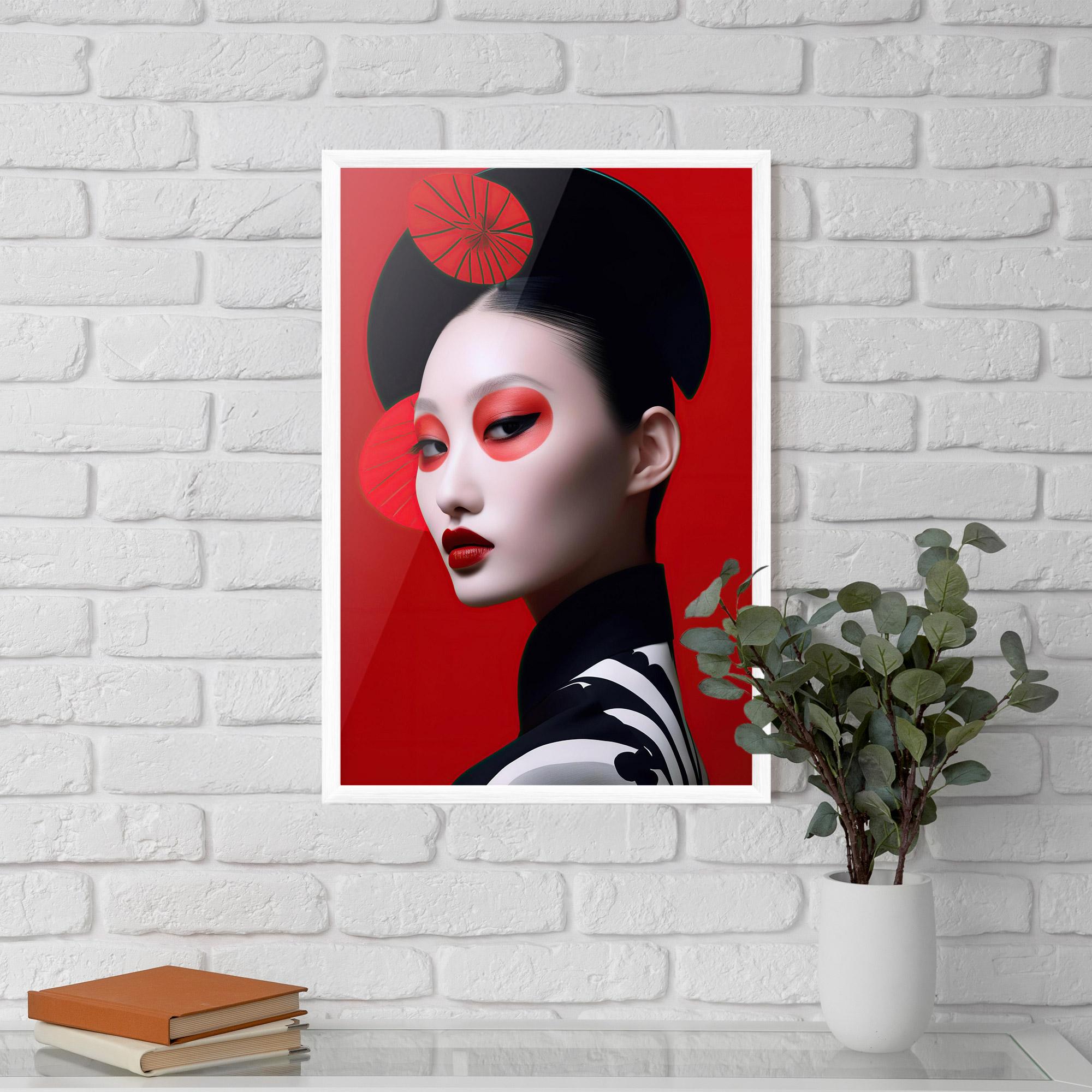 Gerahmte Poster Asiatic Red Makeup mockup 5