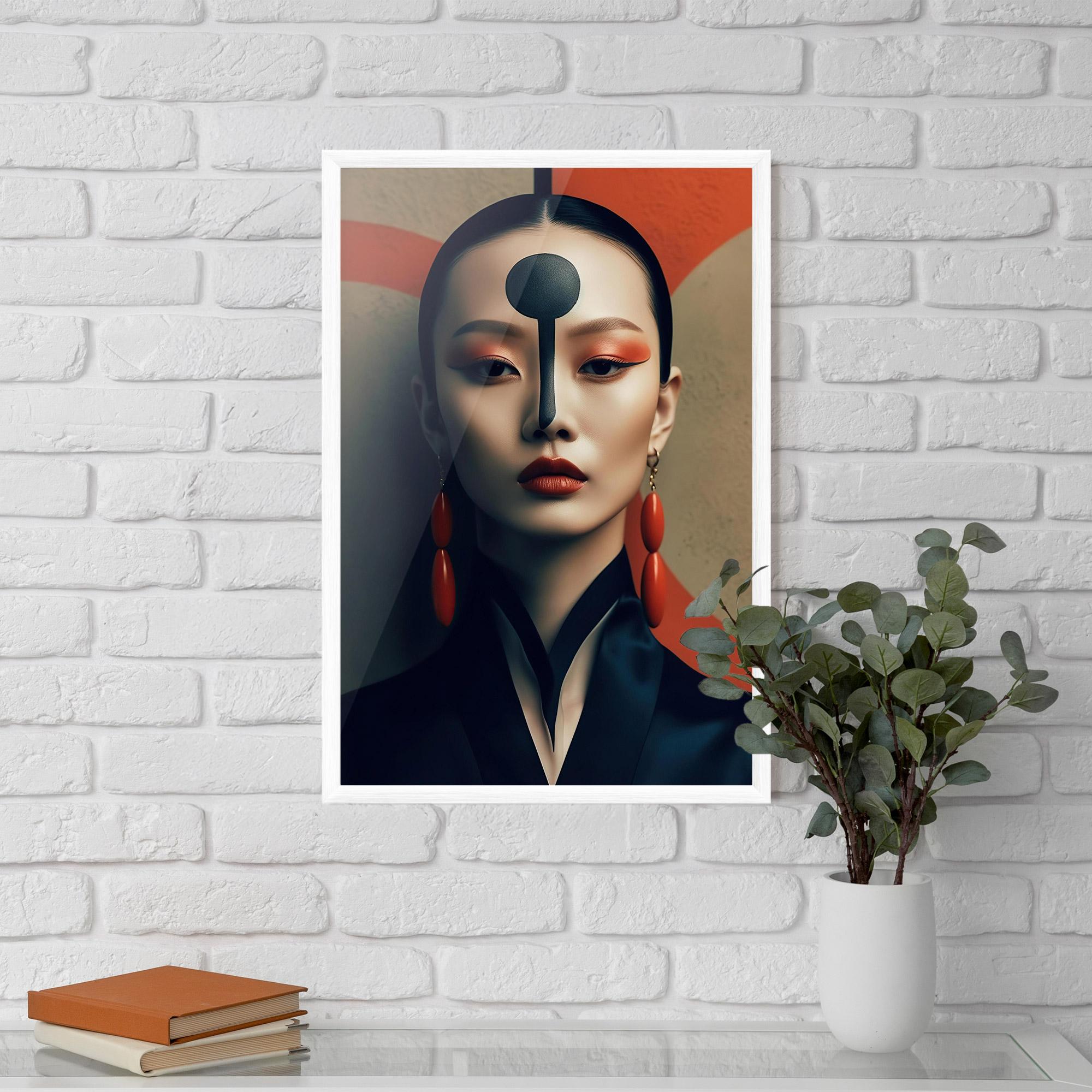 Gerahmte Poster Black Circle Asian Woman mockup 5
