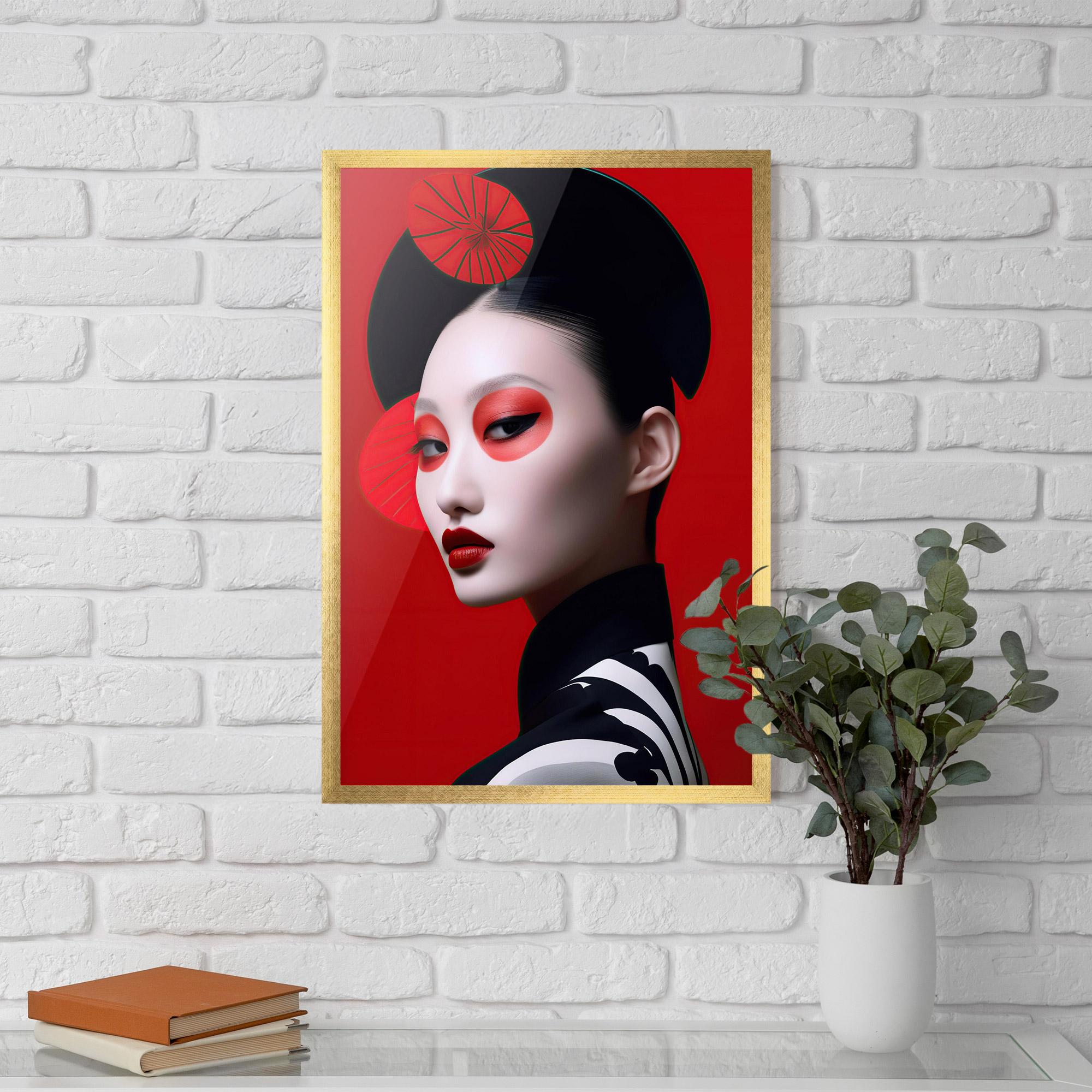 Gerahmte Poster Asiatic Red Makeup mockup 5