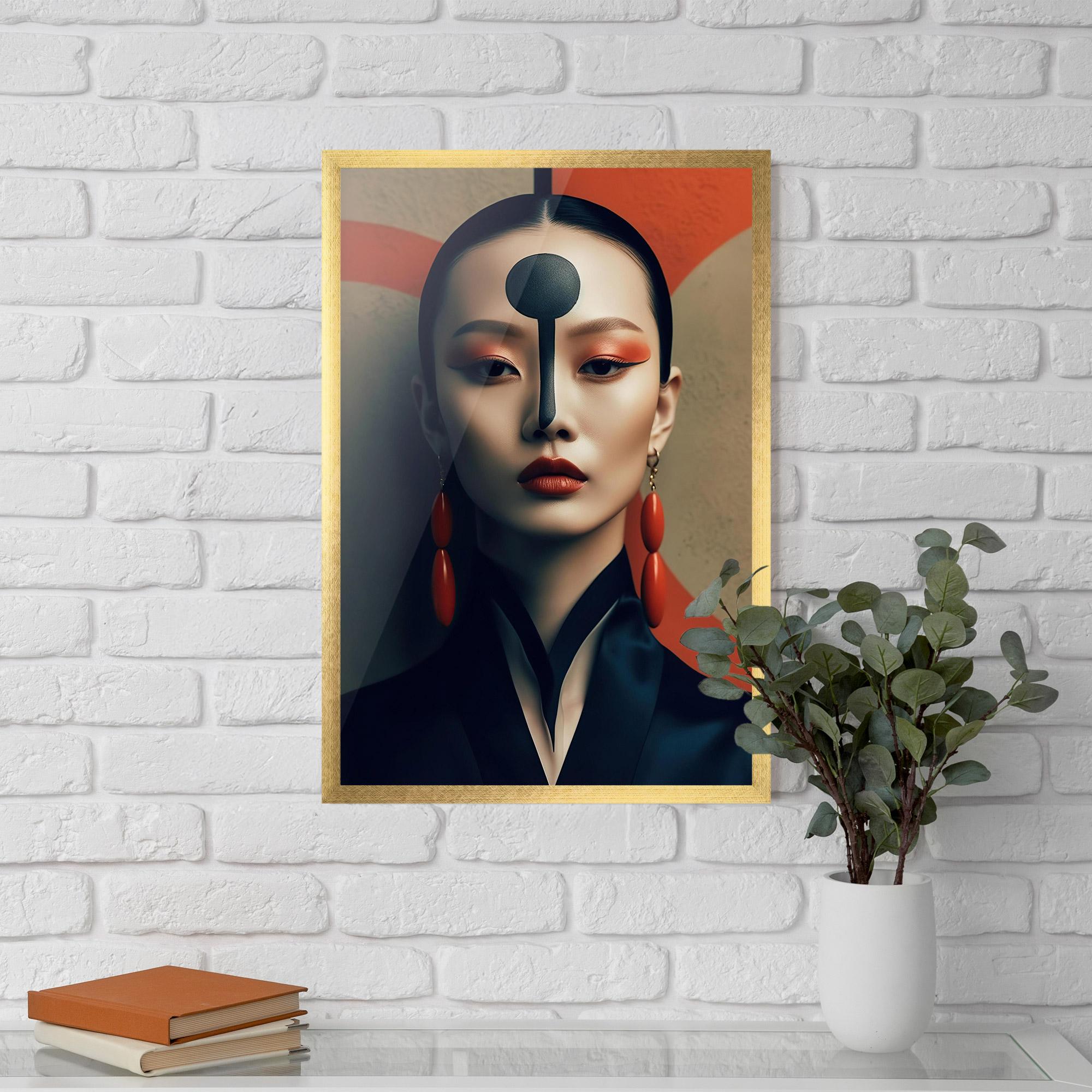 Gerahmte Poster Black Circle Asian Woman mockup 5