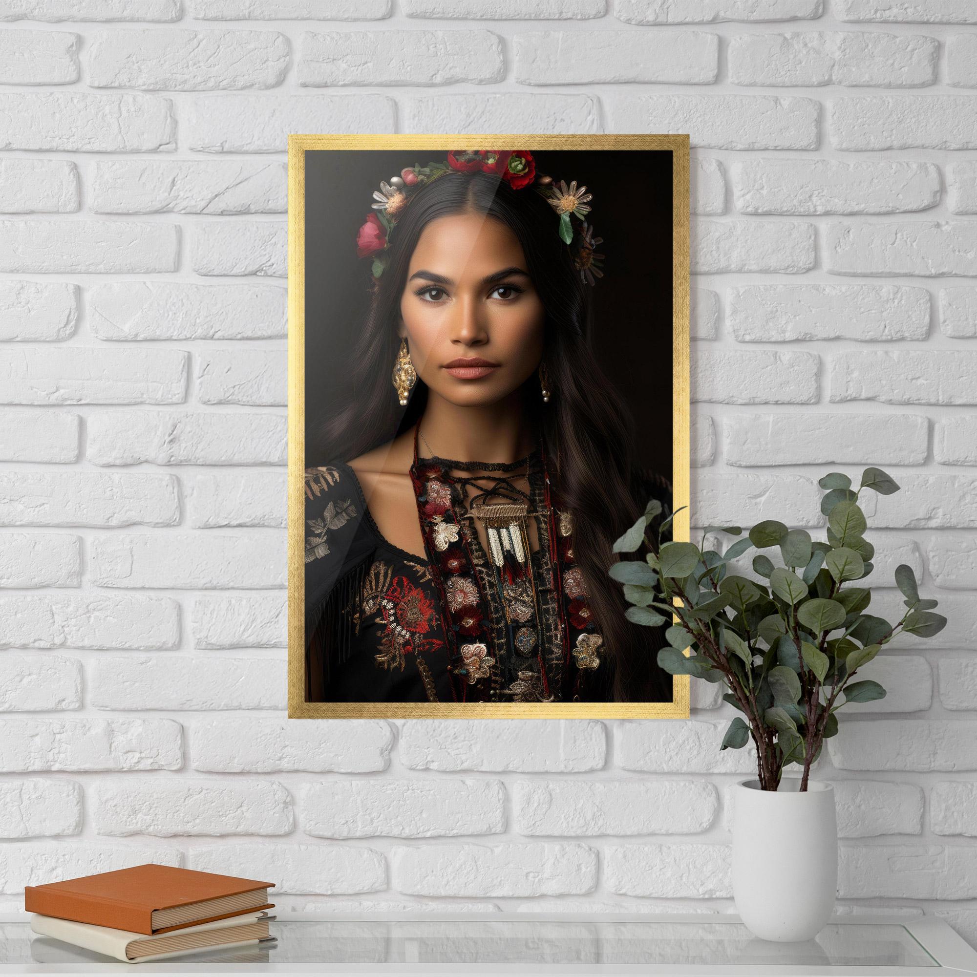 Gerahmte Poster Native American Long Hair mockup 5