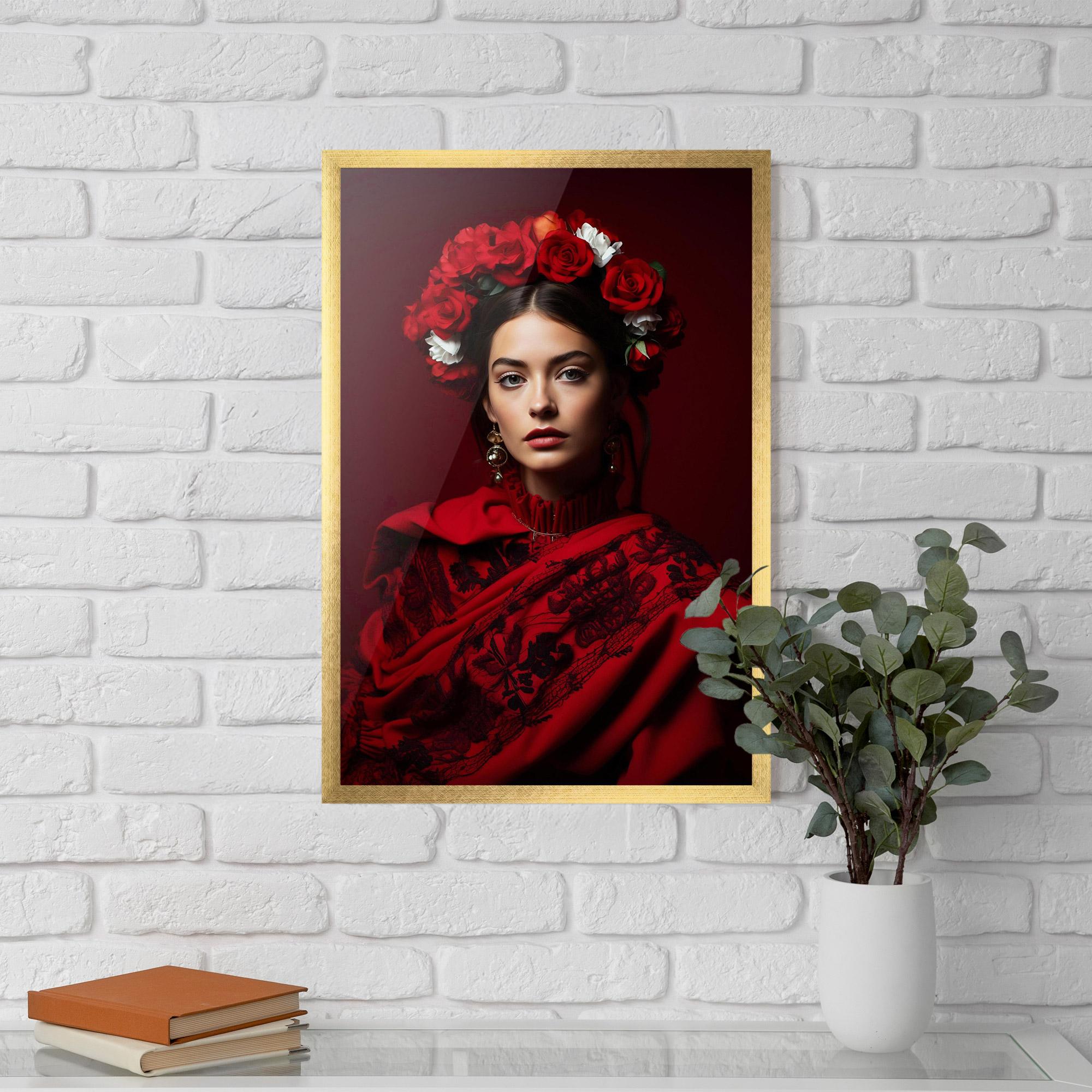 Gerahmte Poster Posing With Roses mockup 5