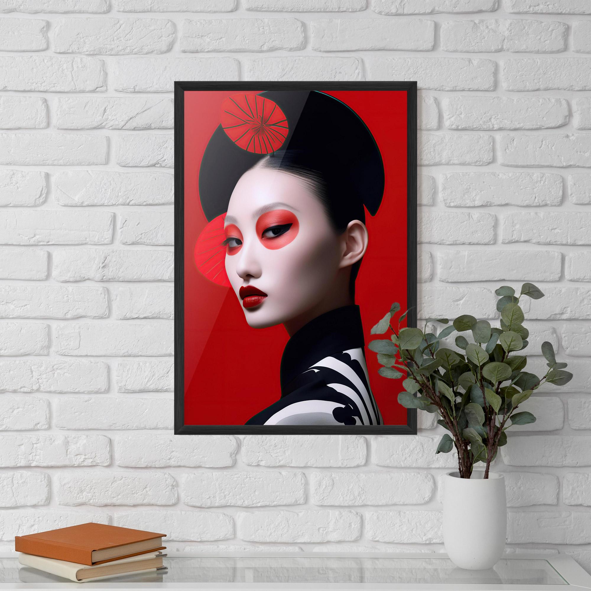 Gerahmte Poster Asiatic Red Makeup mockup 5