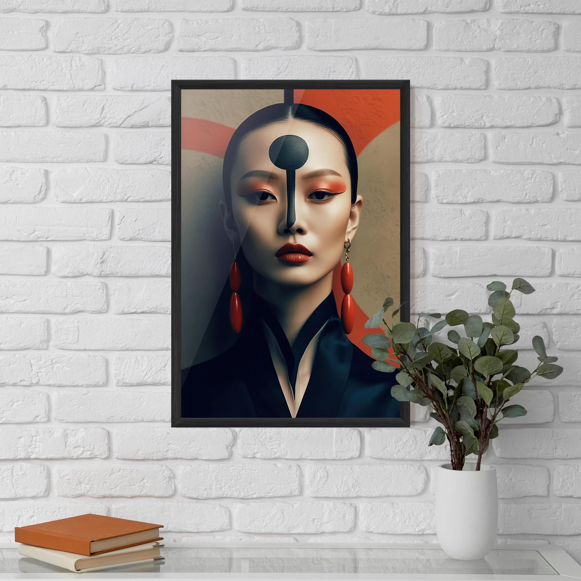 Gerahmte Poster Black Circle Asian Woman mockup 5