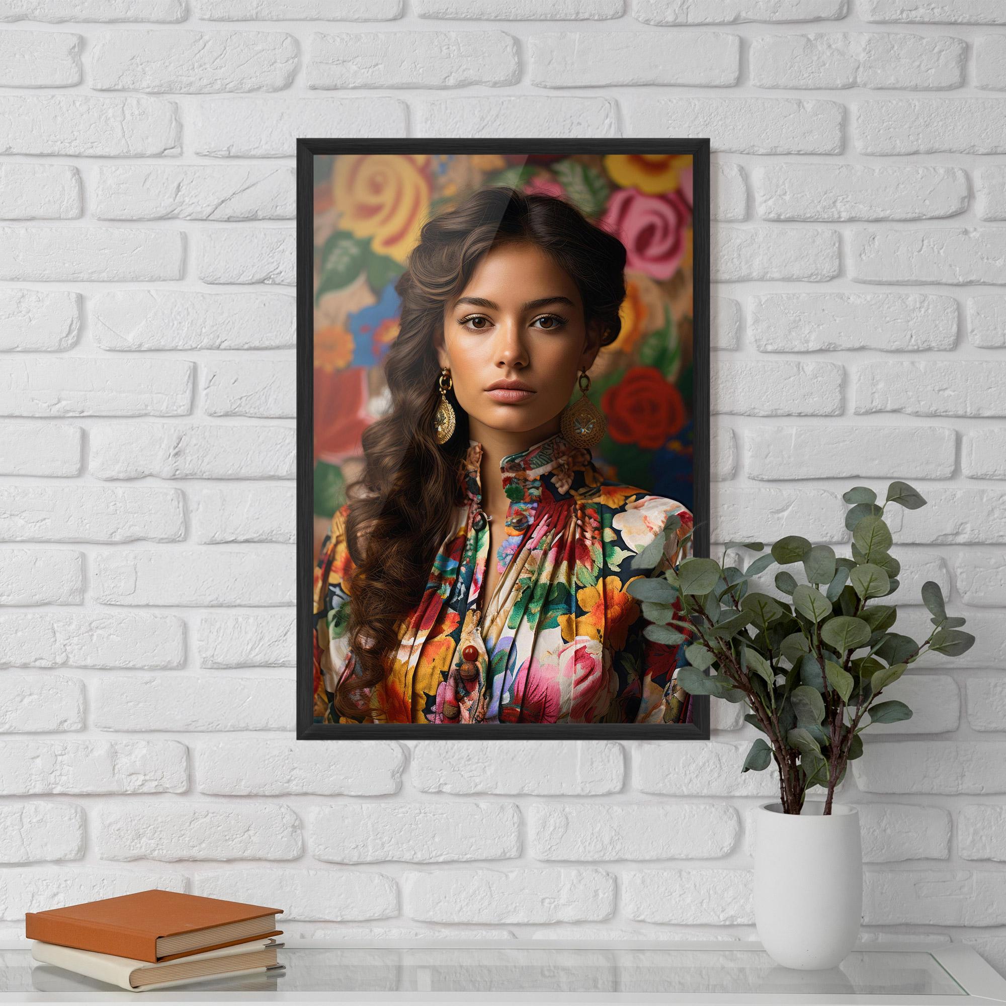 Gerahmte Poster Floral Dress Long Hair mockup 5