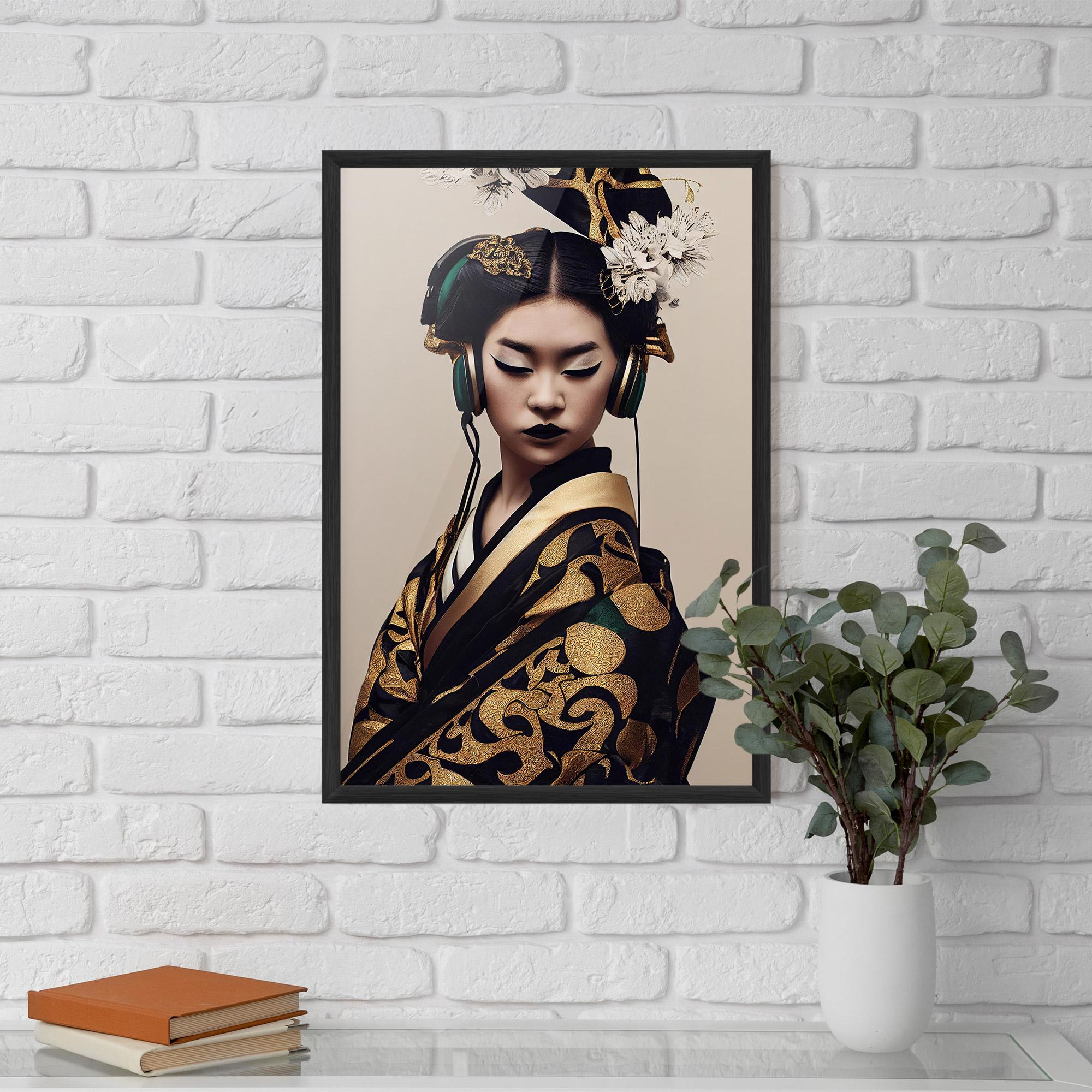 Gerahmte Poster Kimono Headphones mockup 5