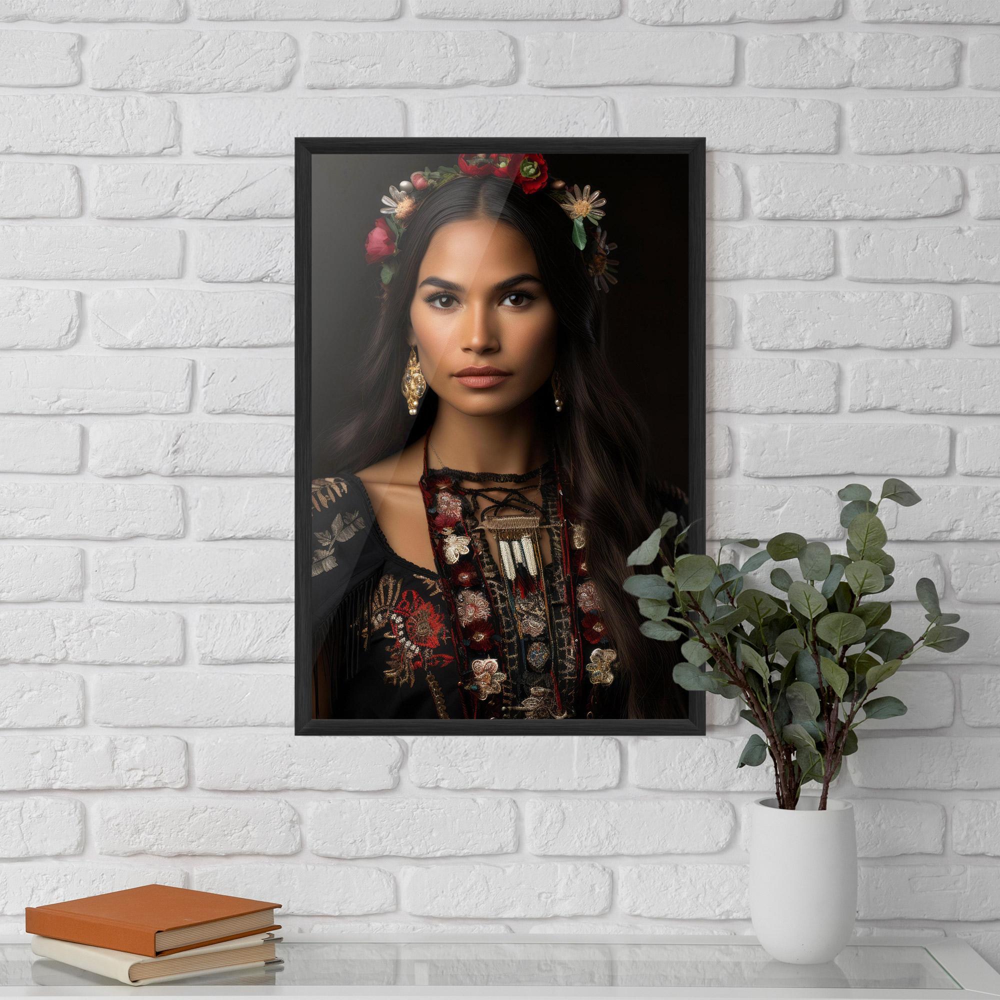 Gerahmte Poster Native American Long Hair mockup 5