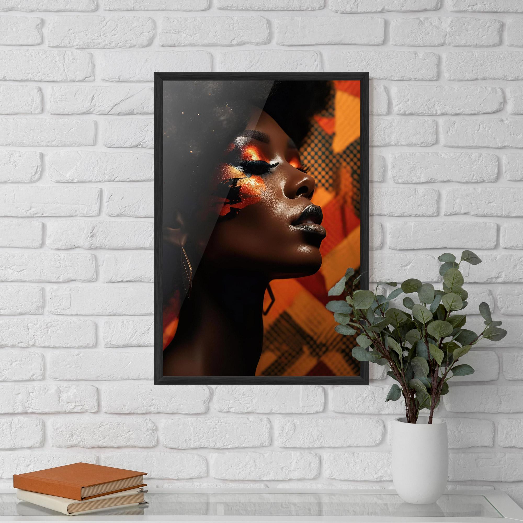 Gerahmte Poster Orange African Makeup mockup 5