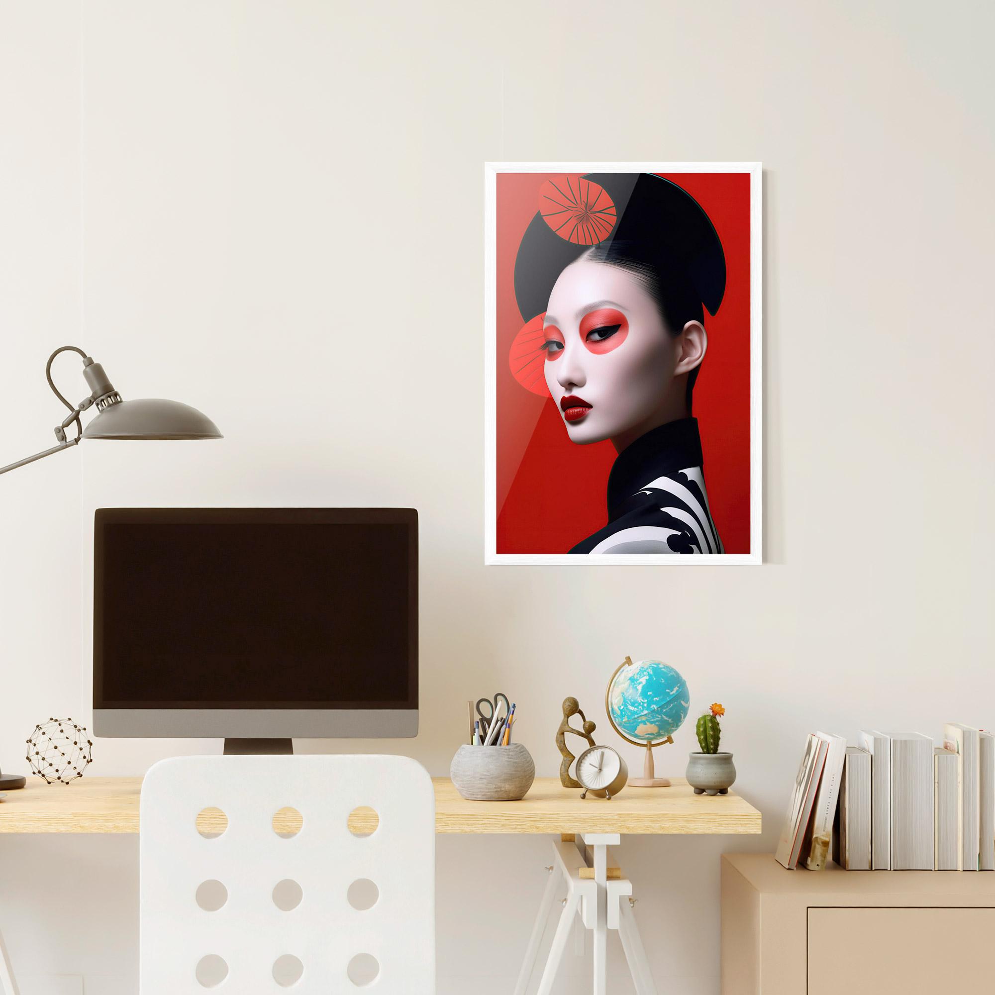 Gerahmte Poster Asiatic Red Makeup mockup 6