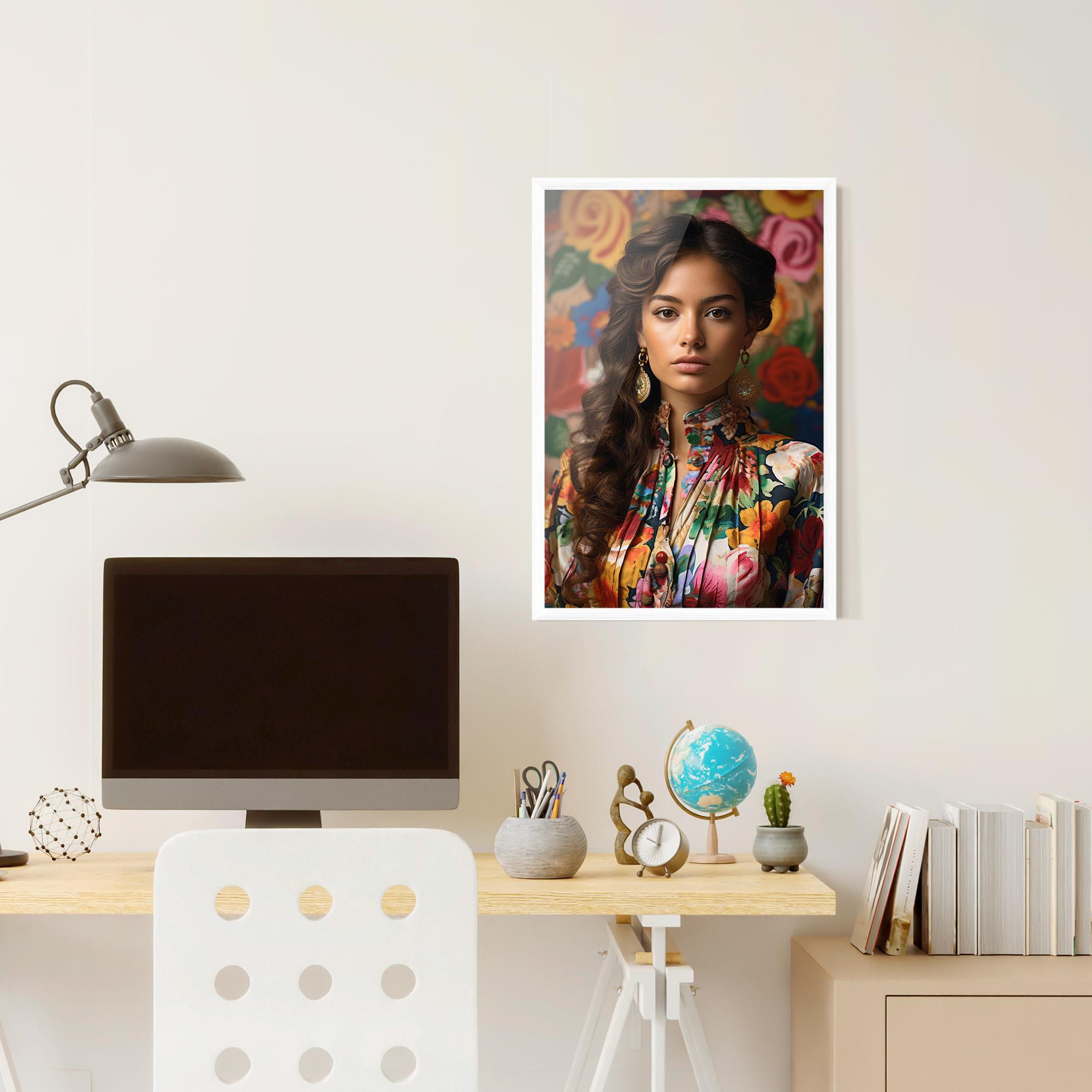 Gerahmte Poster Floral Dress Long Hair mockup 6