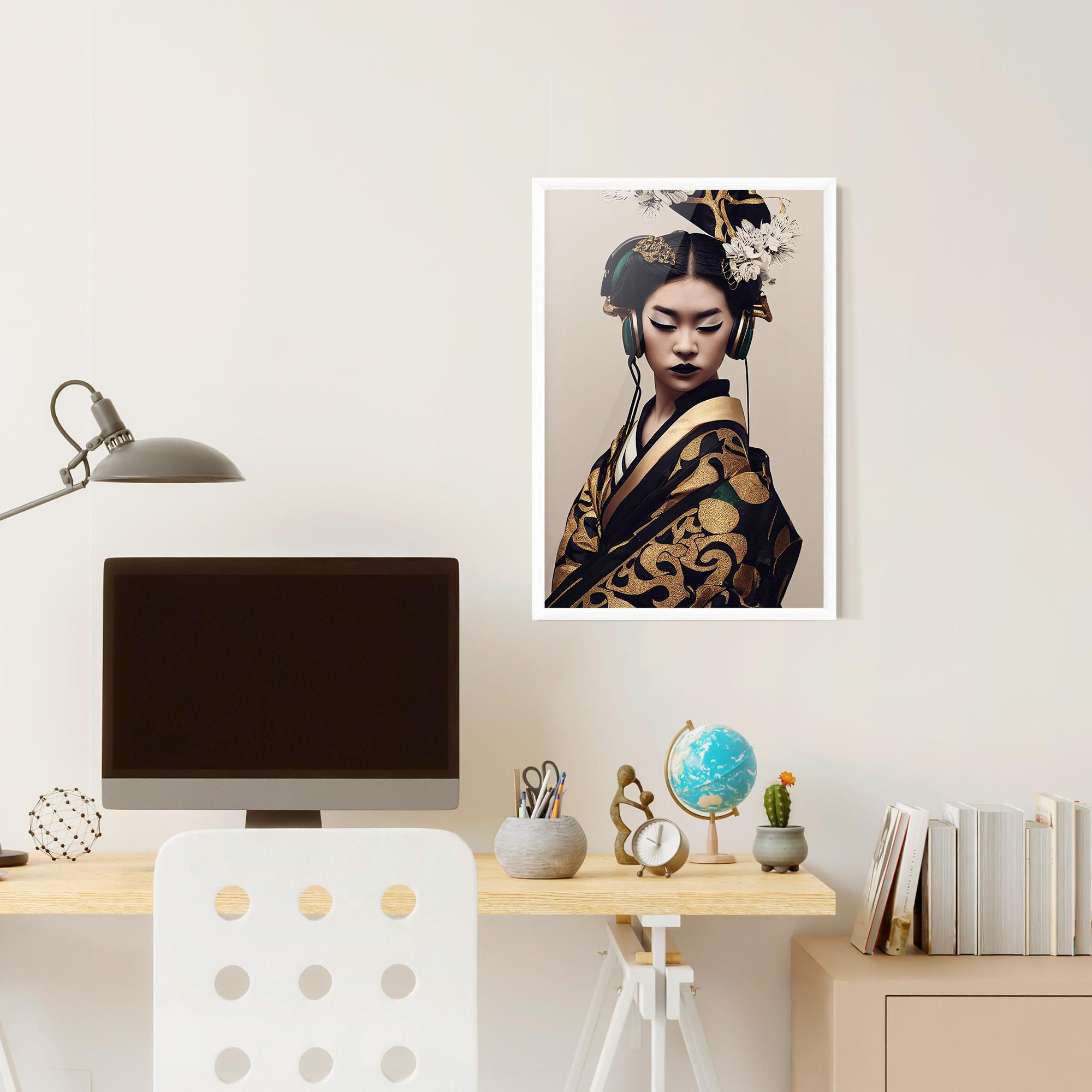 Gerahmte Poster Kimono Headphones mockup 6