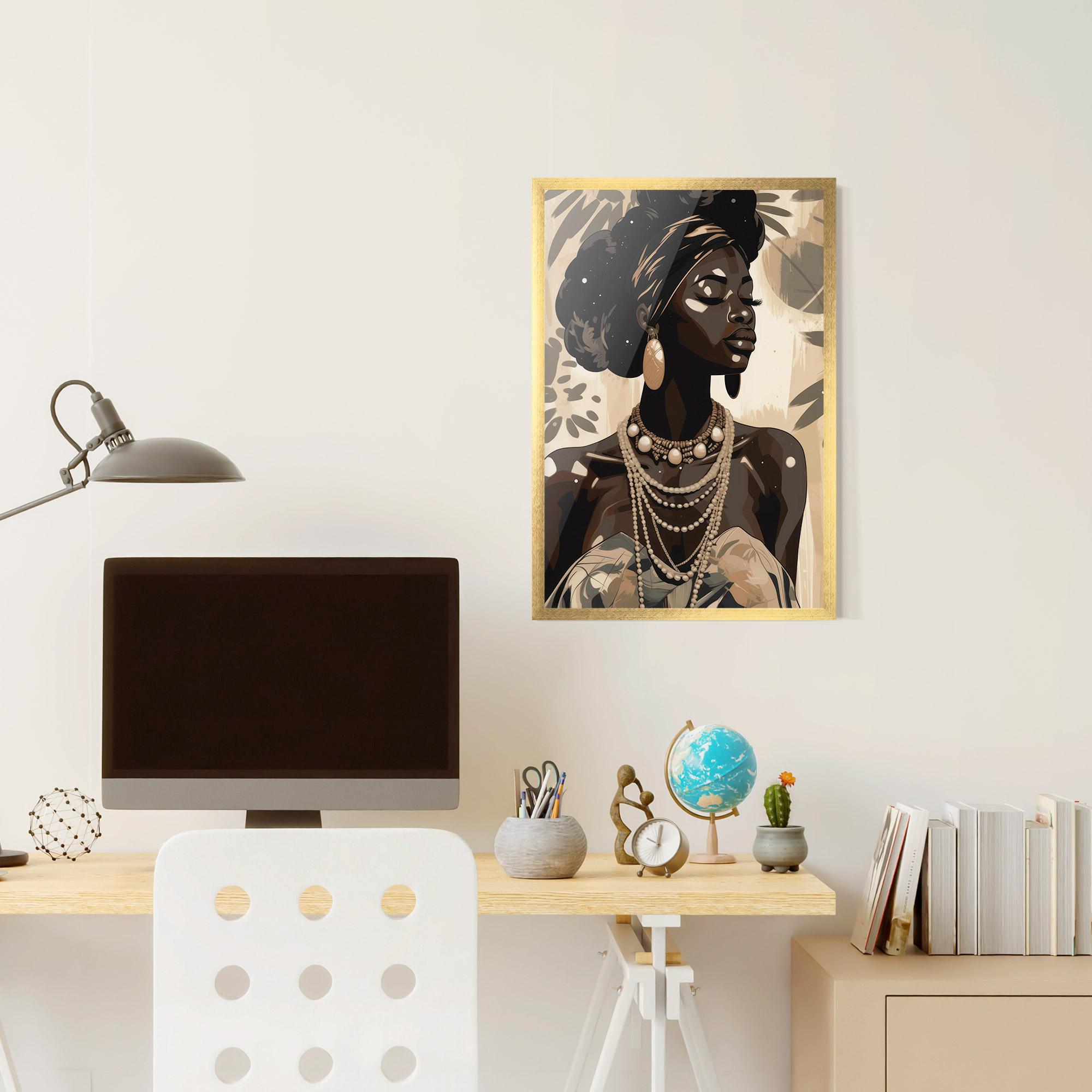 Gerahmte Poster African Woman On Cream mockup 6