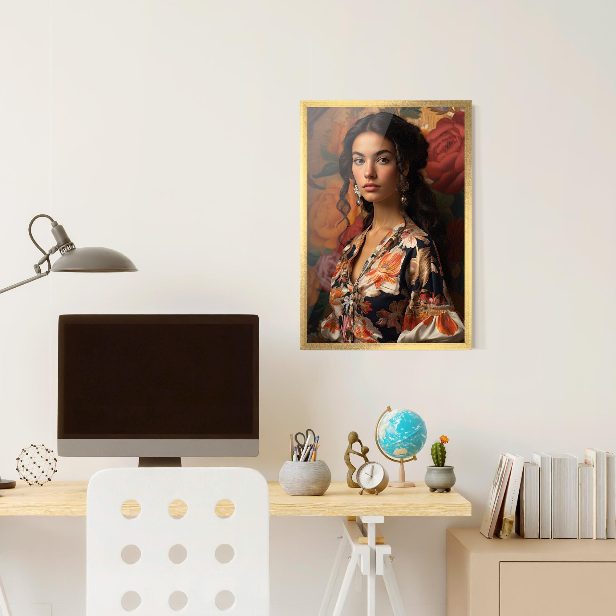 Gerahmte Poster Floral Dress Lady mockup 6