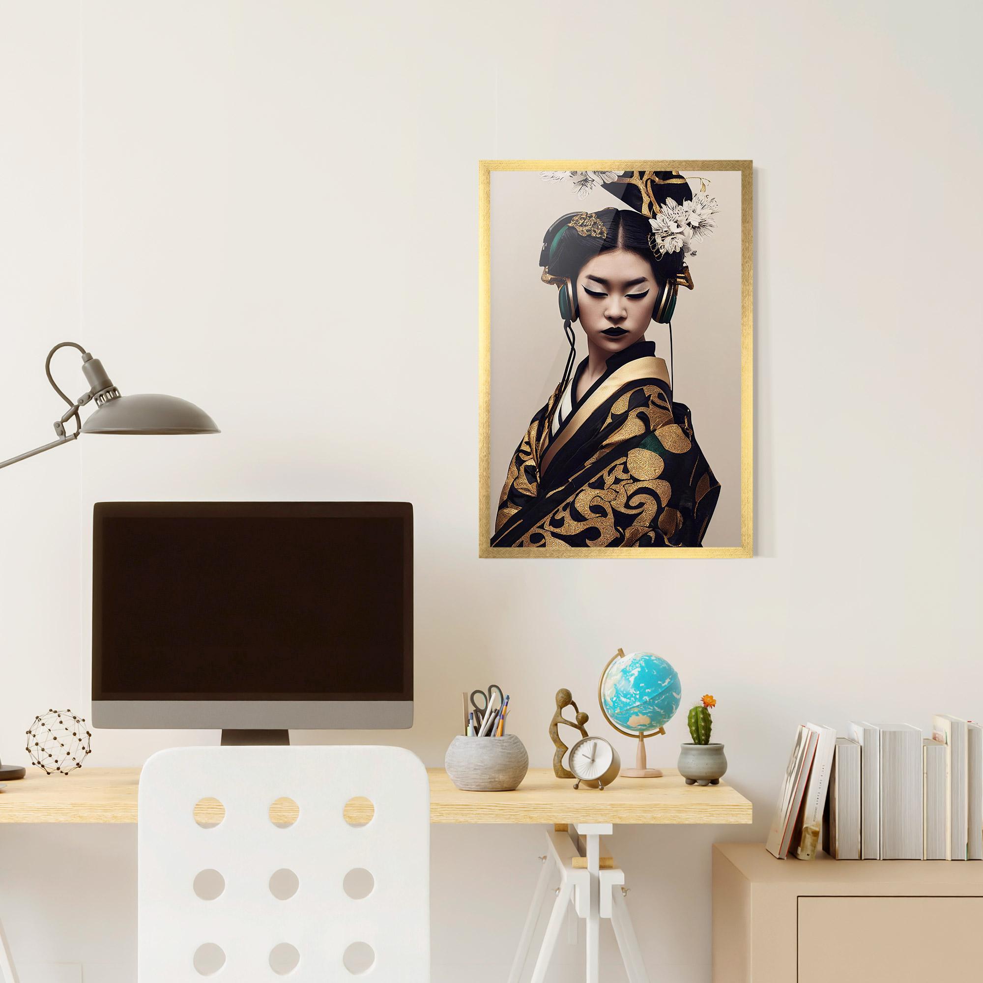 Gerahmte Poster Kimono Headphones mockup 6