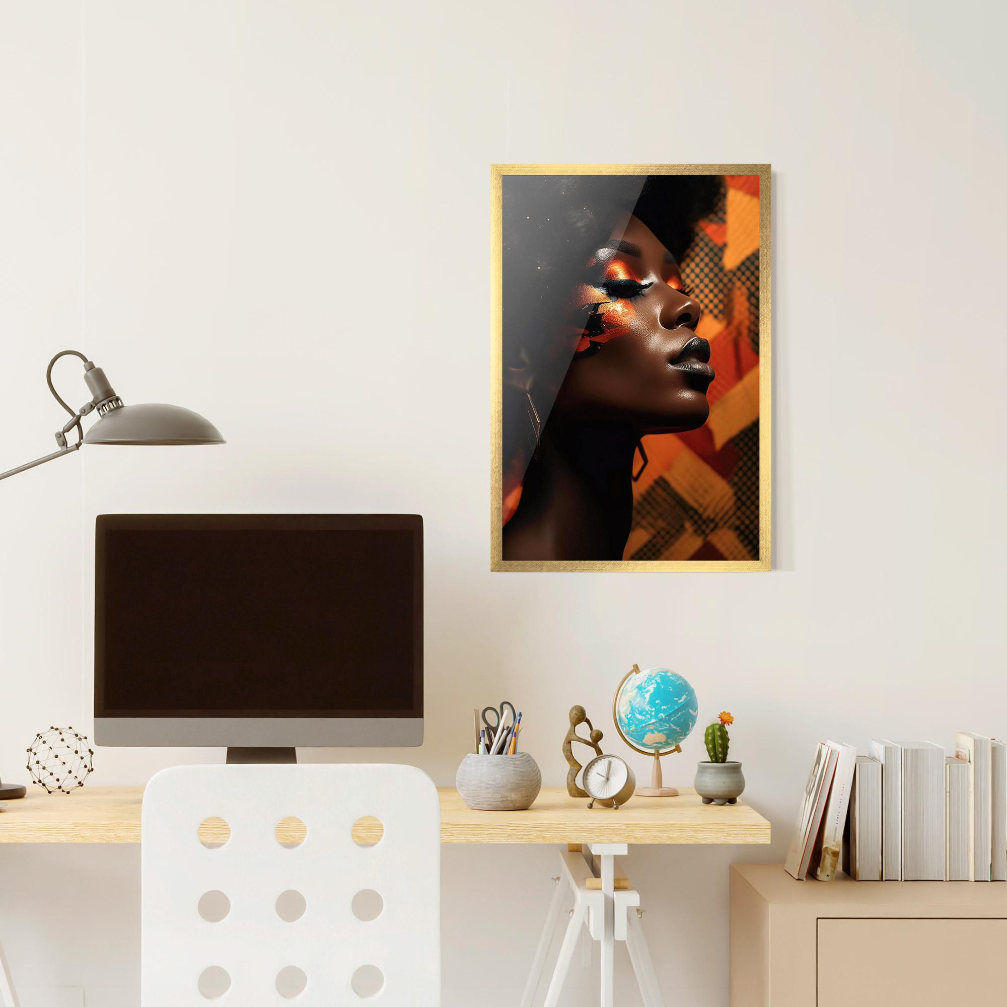 Gerahmte Poster Orange African Makeup mockup 6