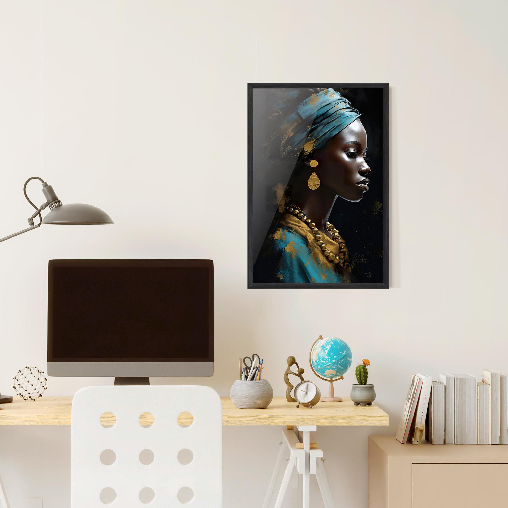 Gerahmte Poster Blue Turban mockup 6