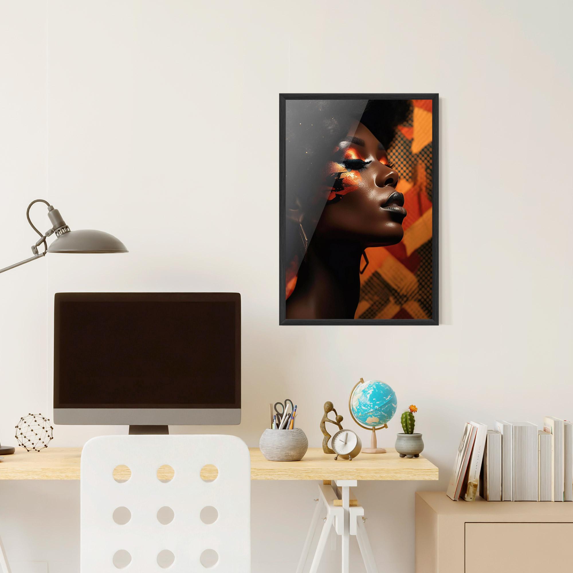Gerahmte Poster Orange African Makeup mockup 6