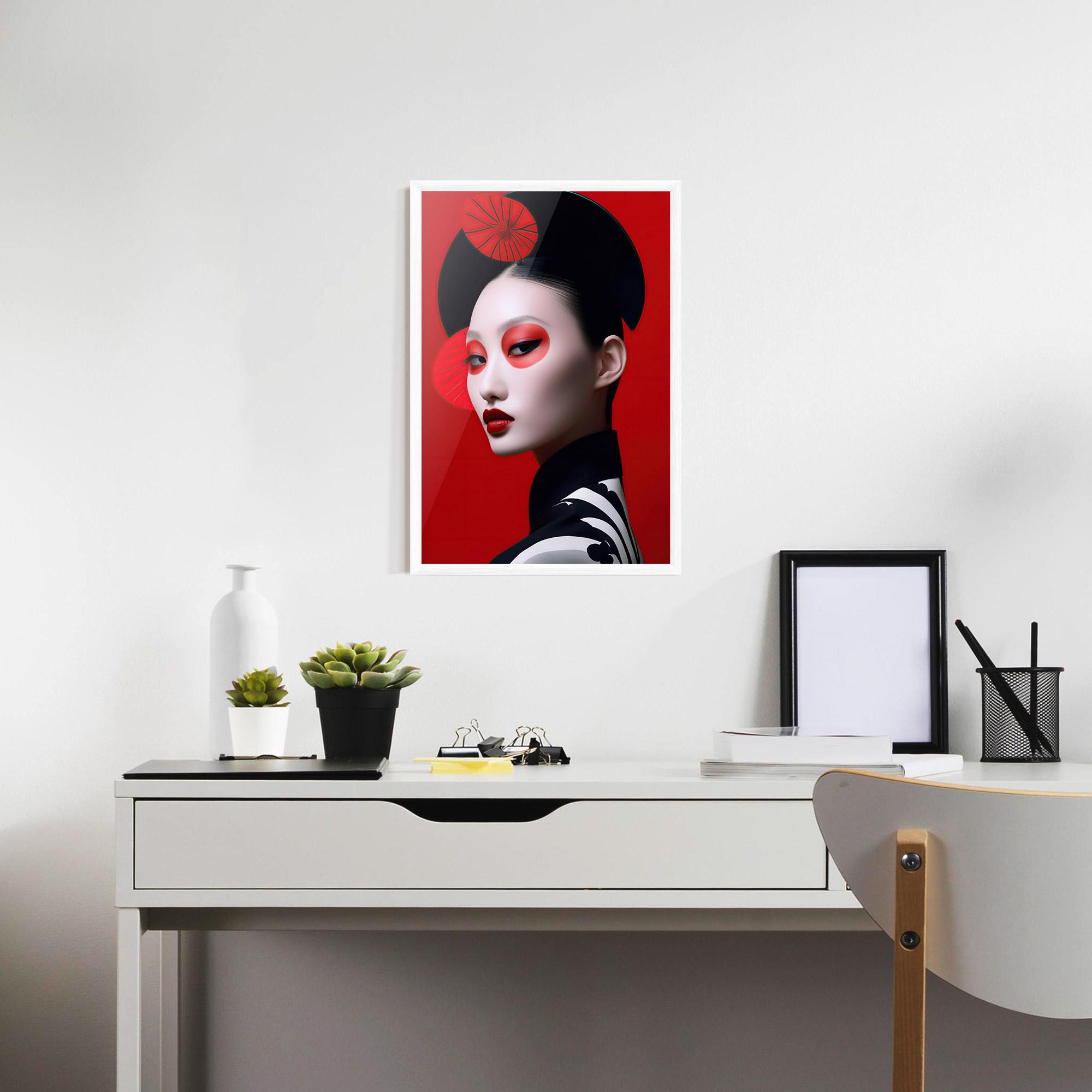 Gerahmte Poster Asiatic Red Makeup mockup 7