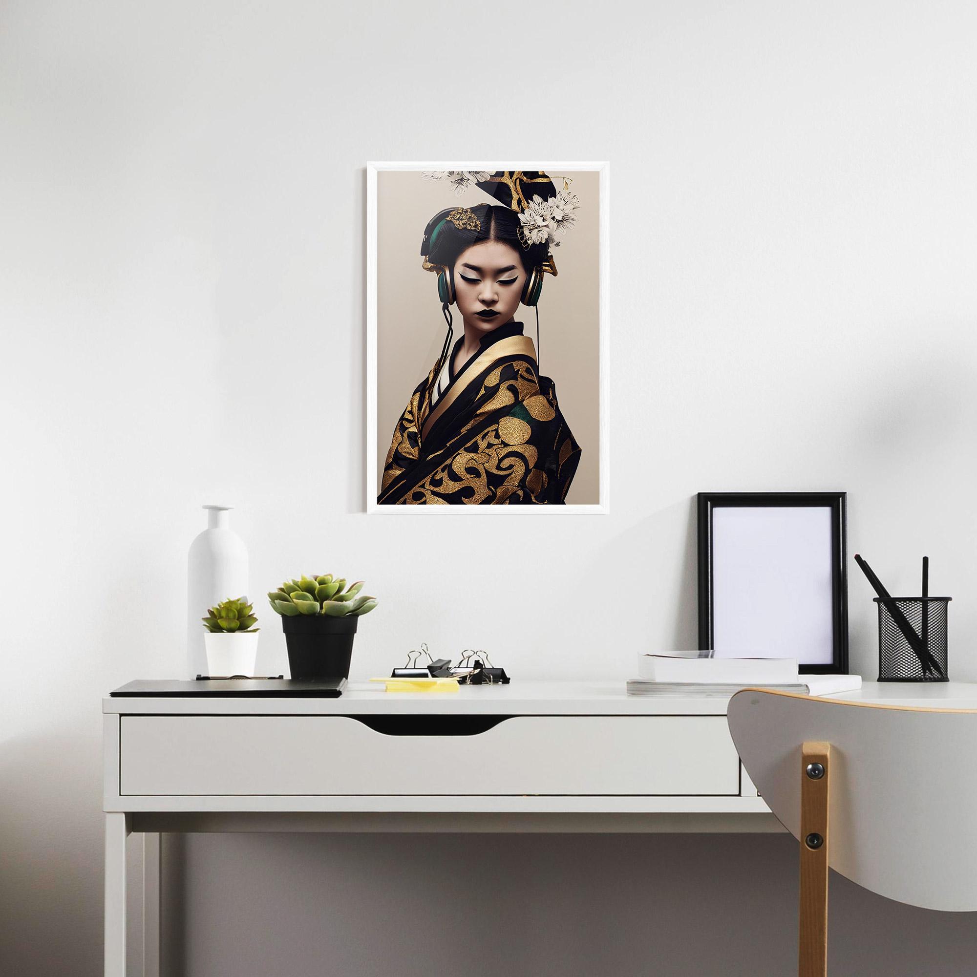 Gerahmte Poster Kimono Headphones mockup 7