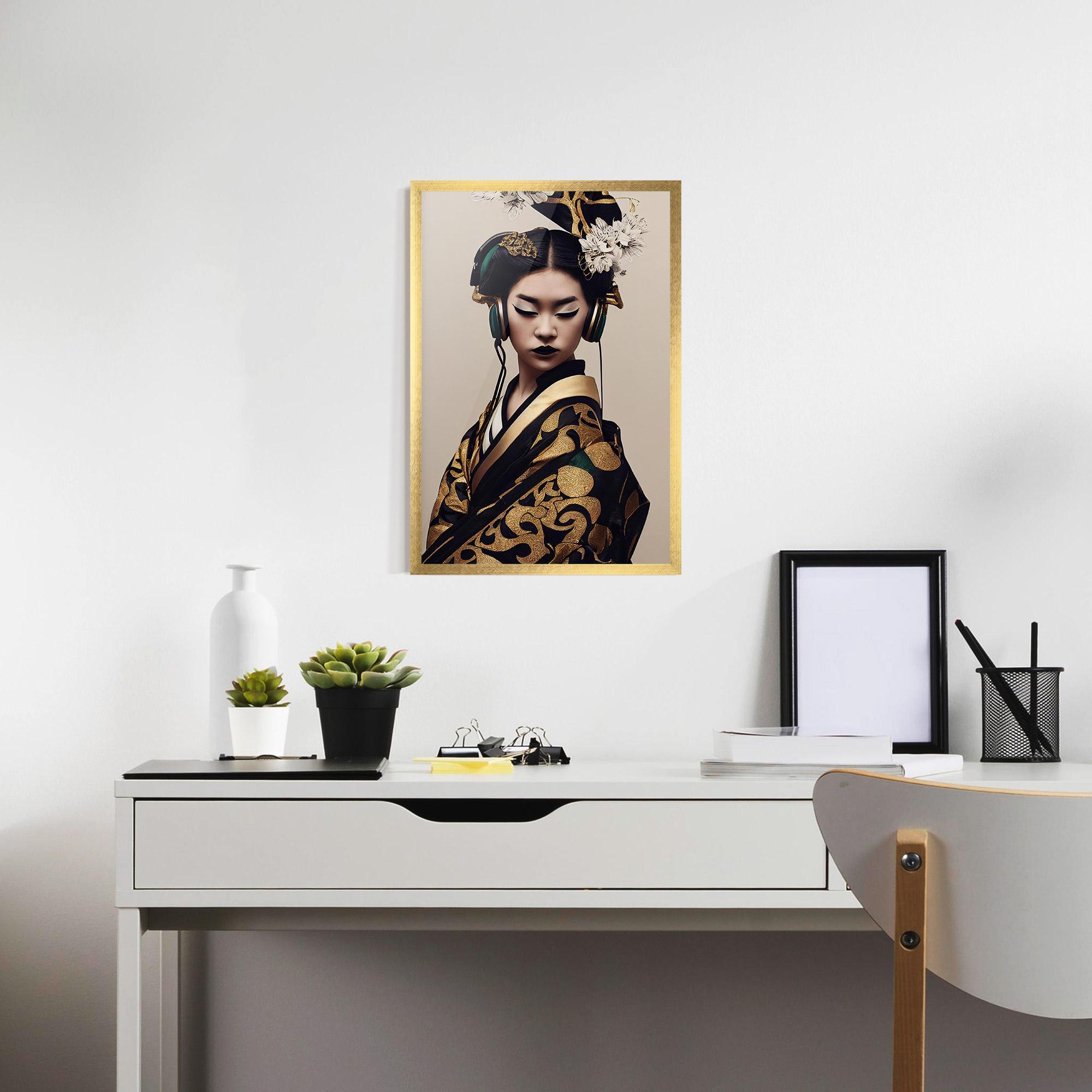 Gerahmte Poster Kimono Headphones mockup 7