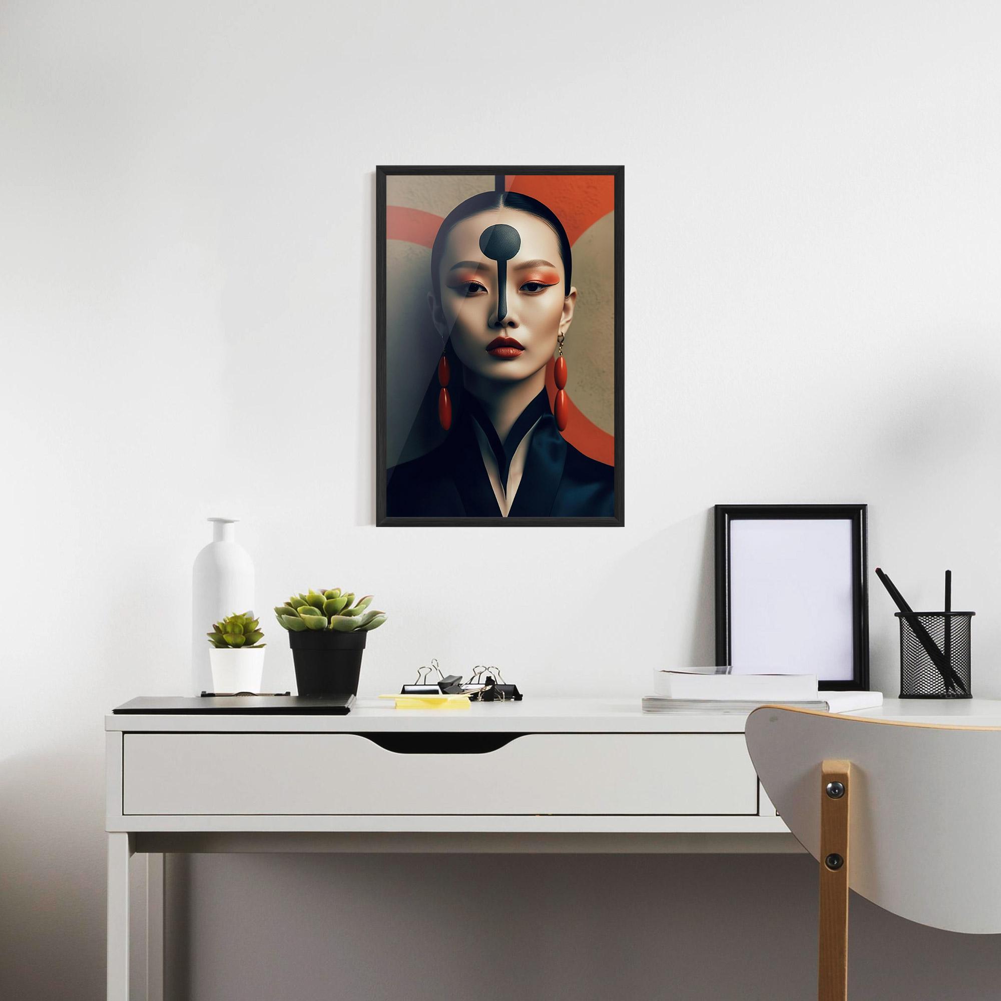 Gerahmte Poster Black Circle Asian Woman mockup 7