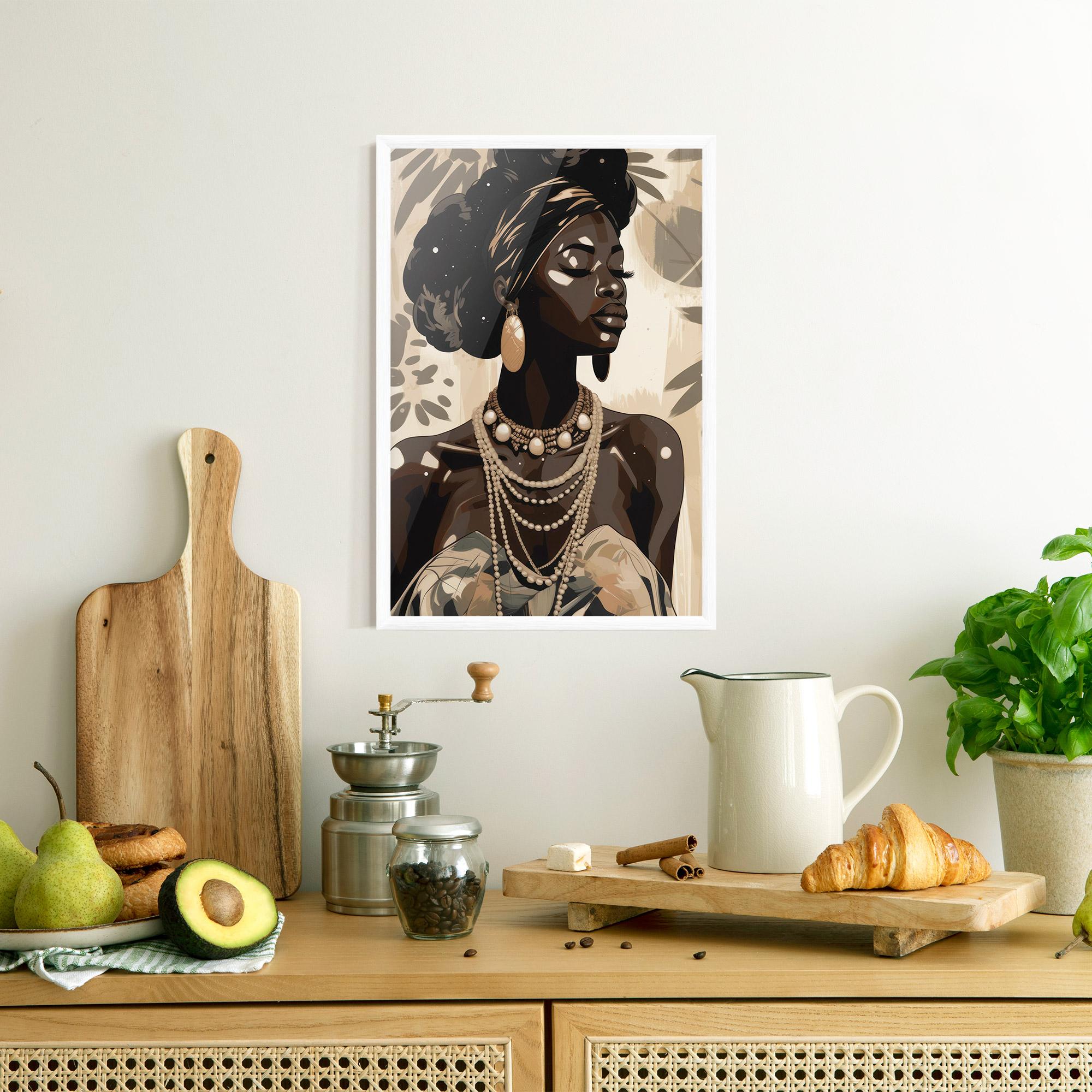 Gerahmte Poster African Woman On Cream mockup 8