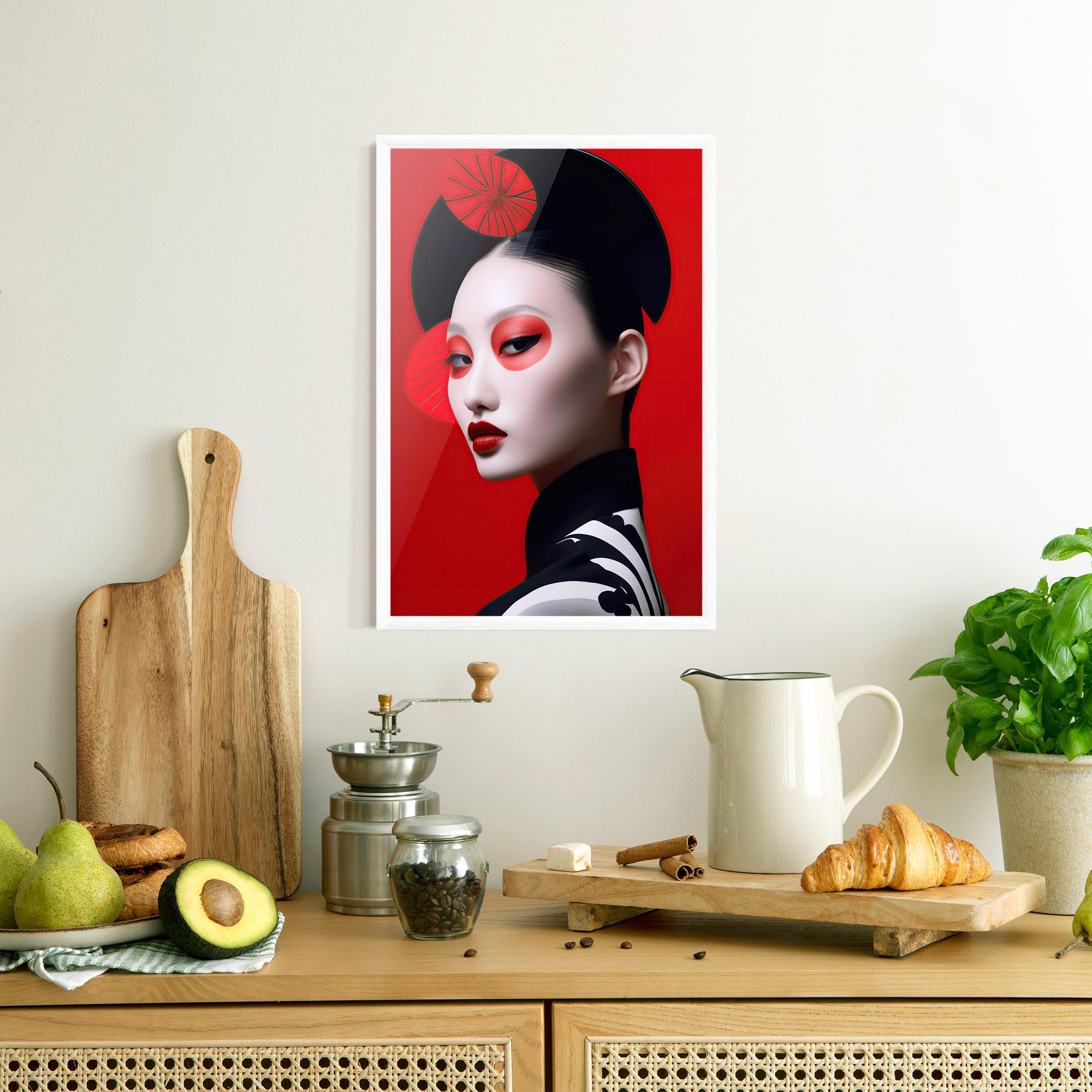 Gerahmte Poster Asiatic Red Makeup mockup 8